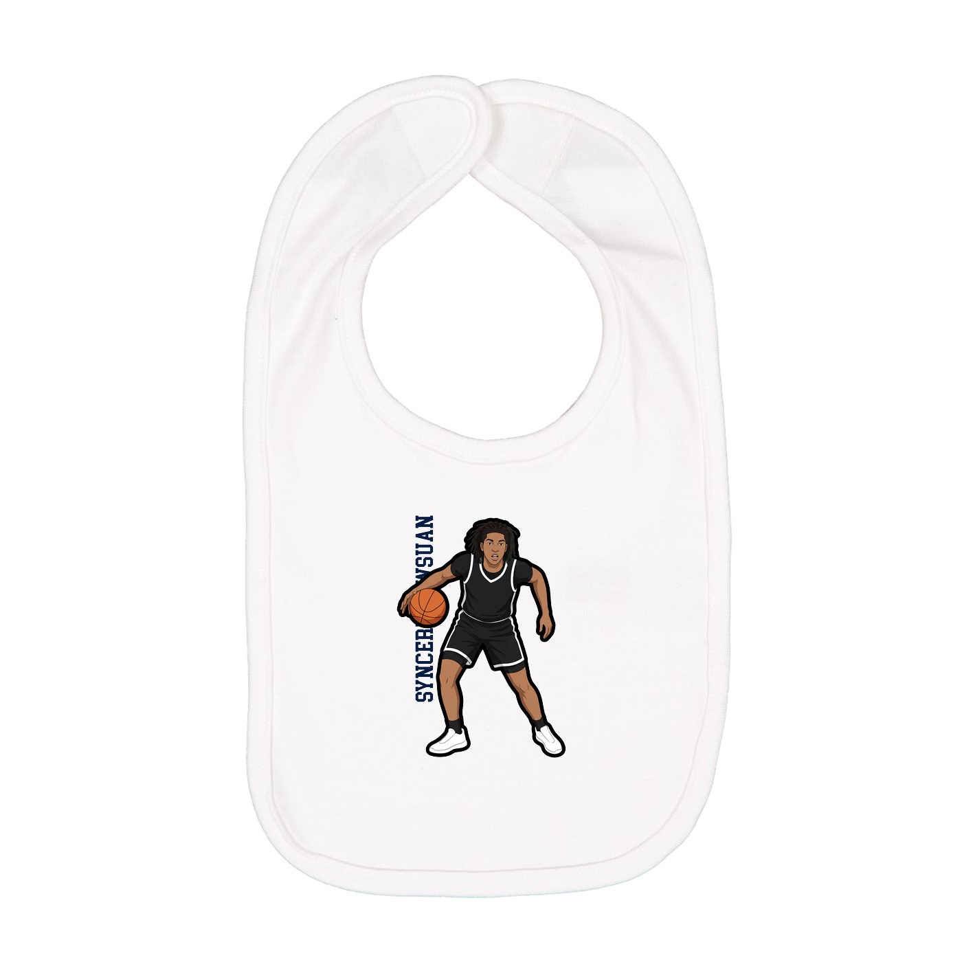 Infant Bib — Name Vertical in White