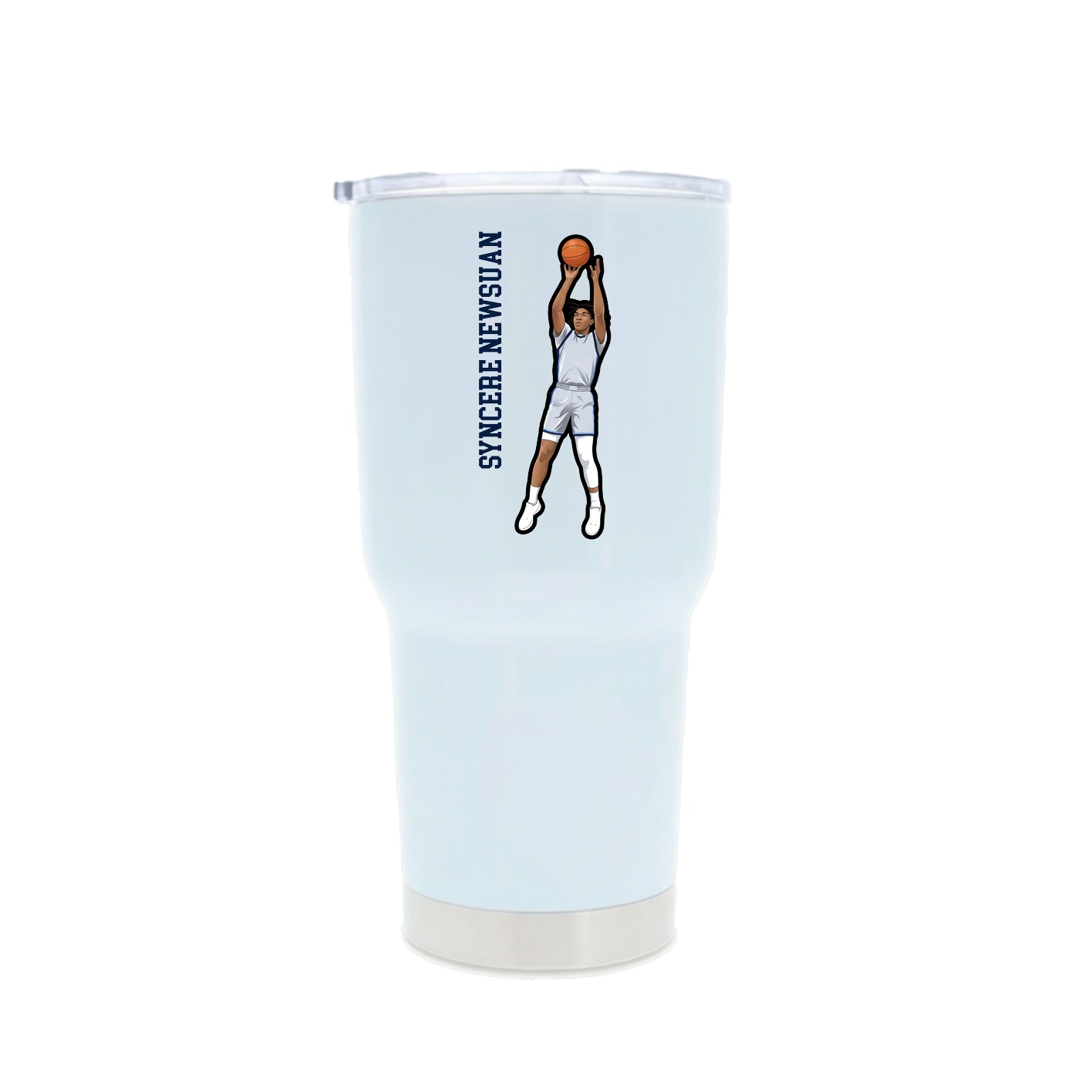 30oz Stainless Steel Tumbler — Name Vertical in White