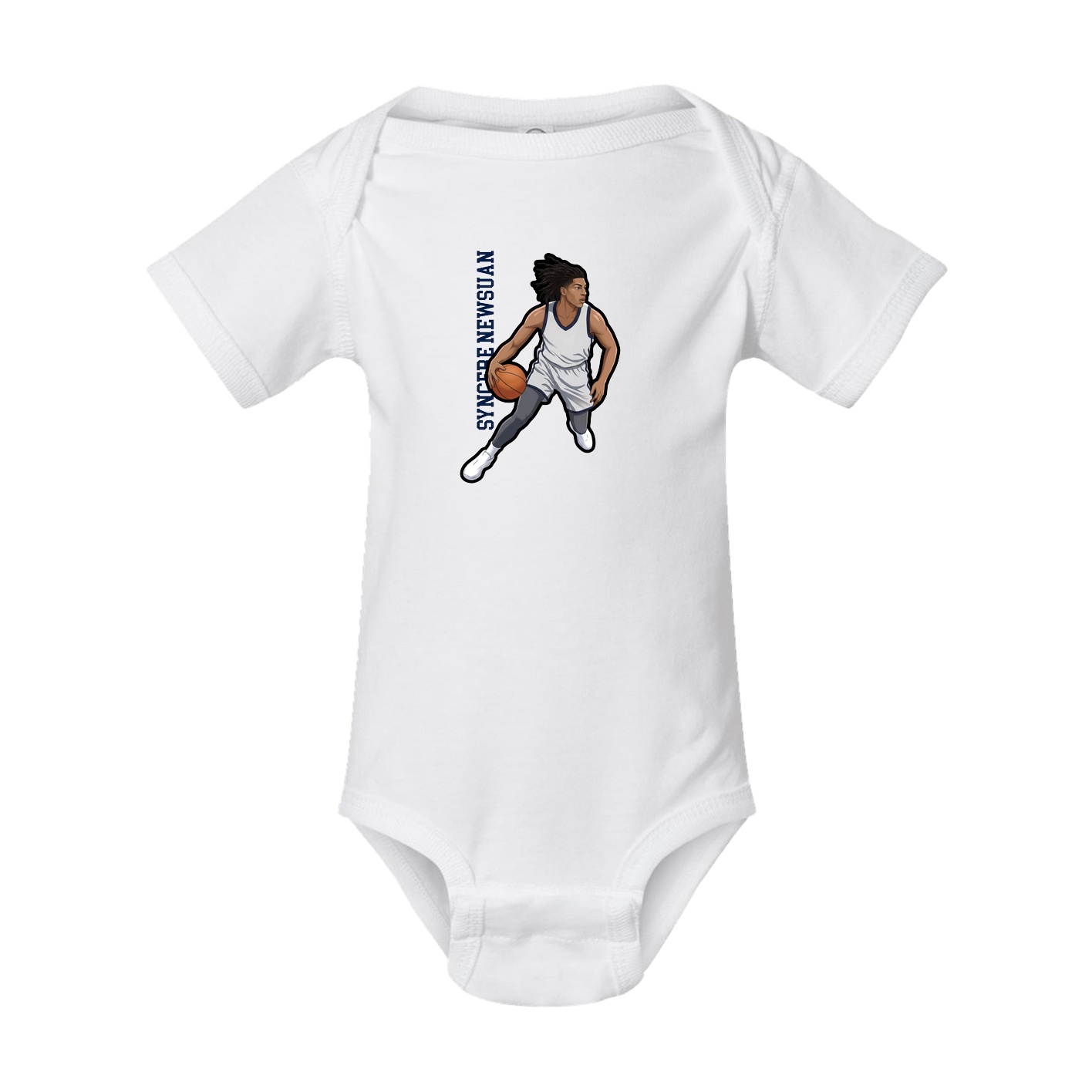 Baby Onesie — Name Vertical in White