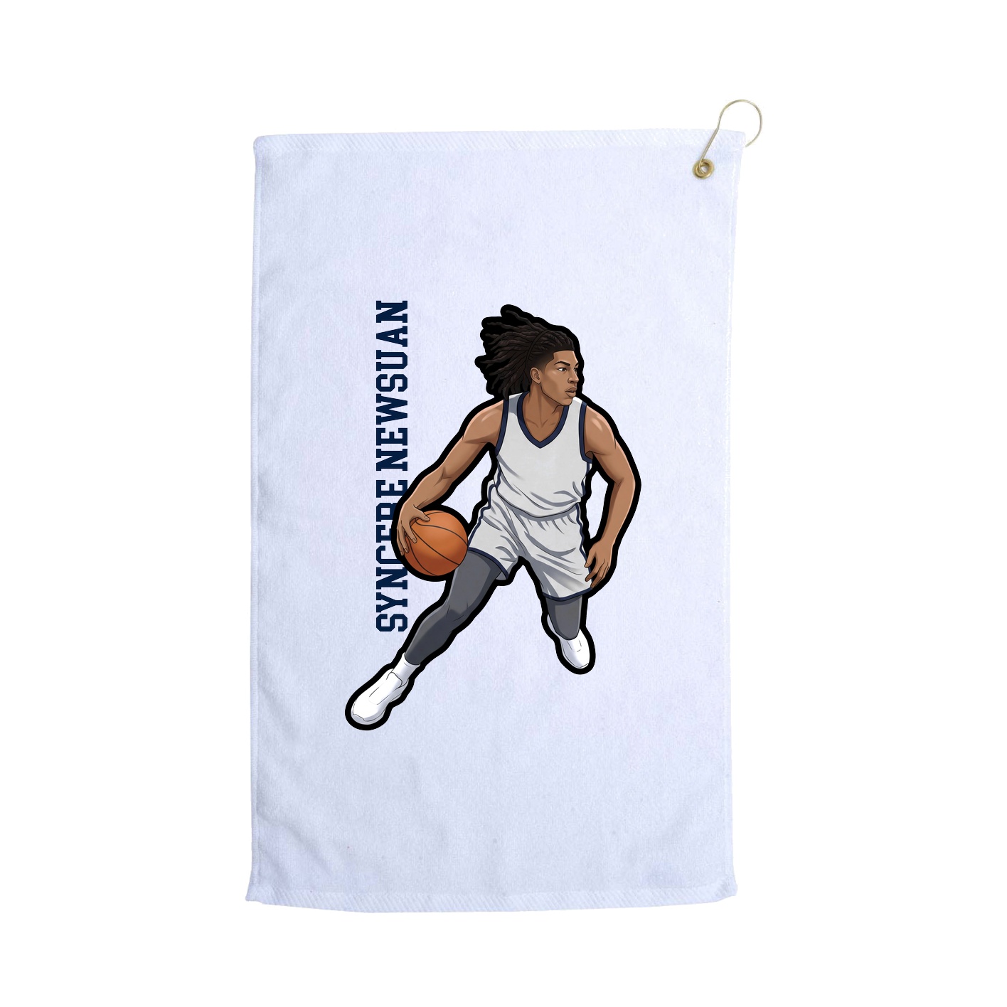 Golf Towel — Name Vertical in White