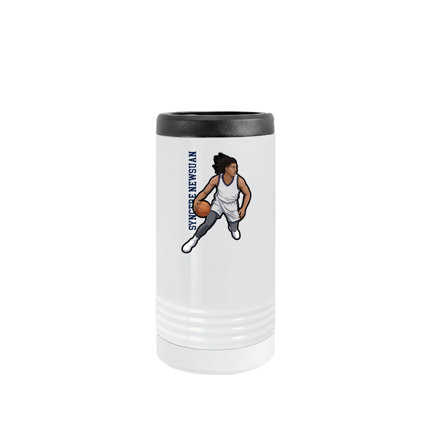 Slim Beverage Holder — Name Vertical in White
