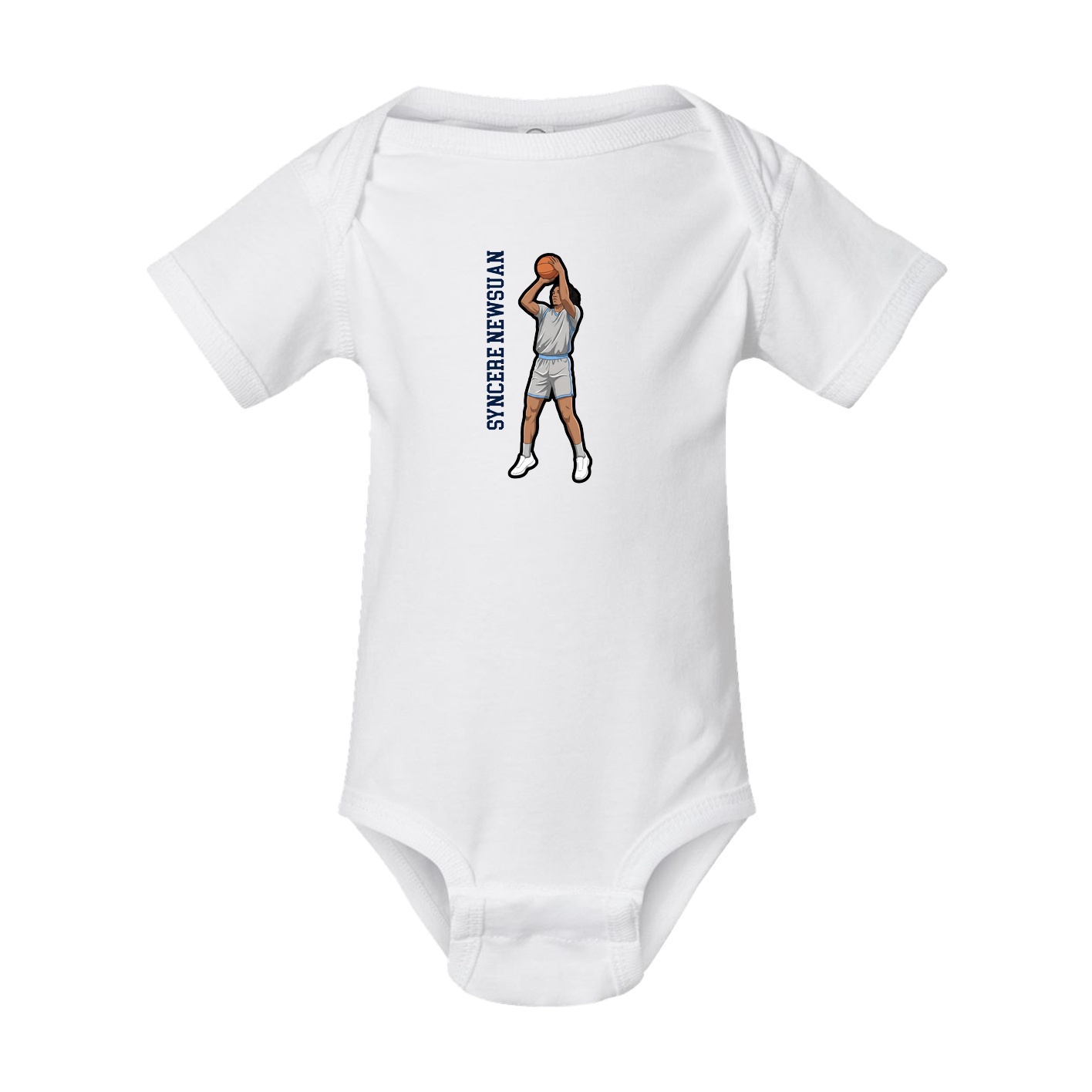 Baby Onesie — Name Vertical in White