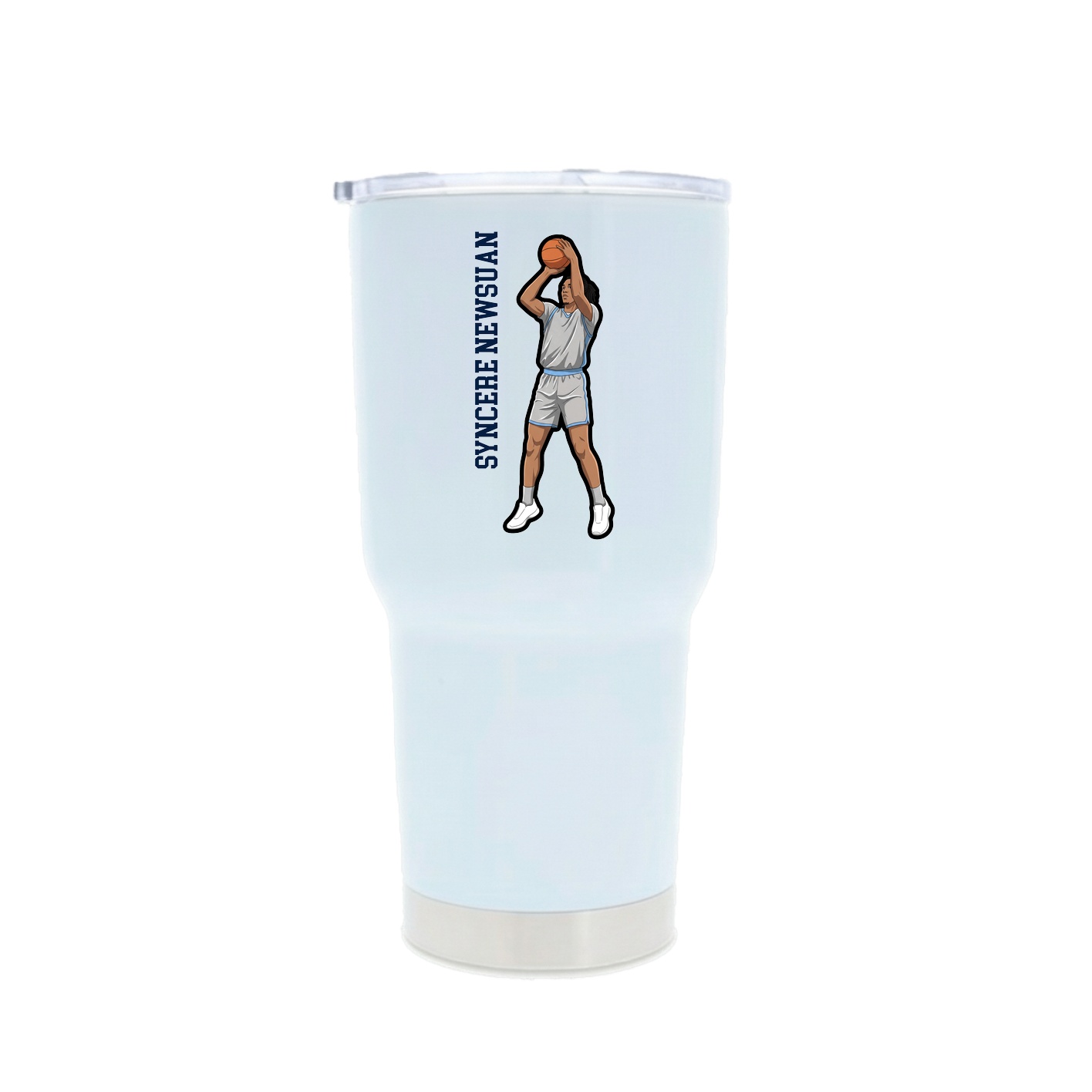 30oz Stainless Steel Tumbler — Name Vertical in White