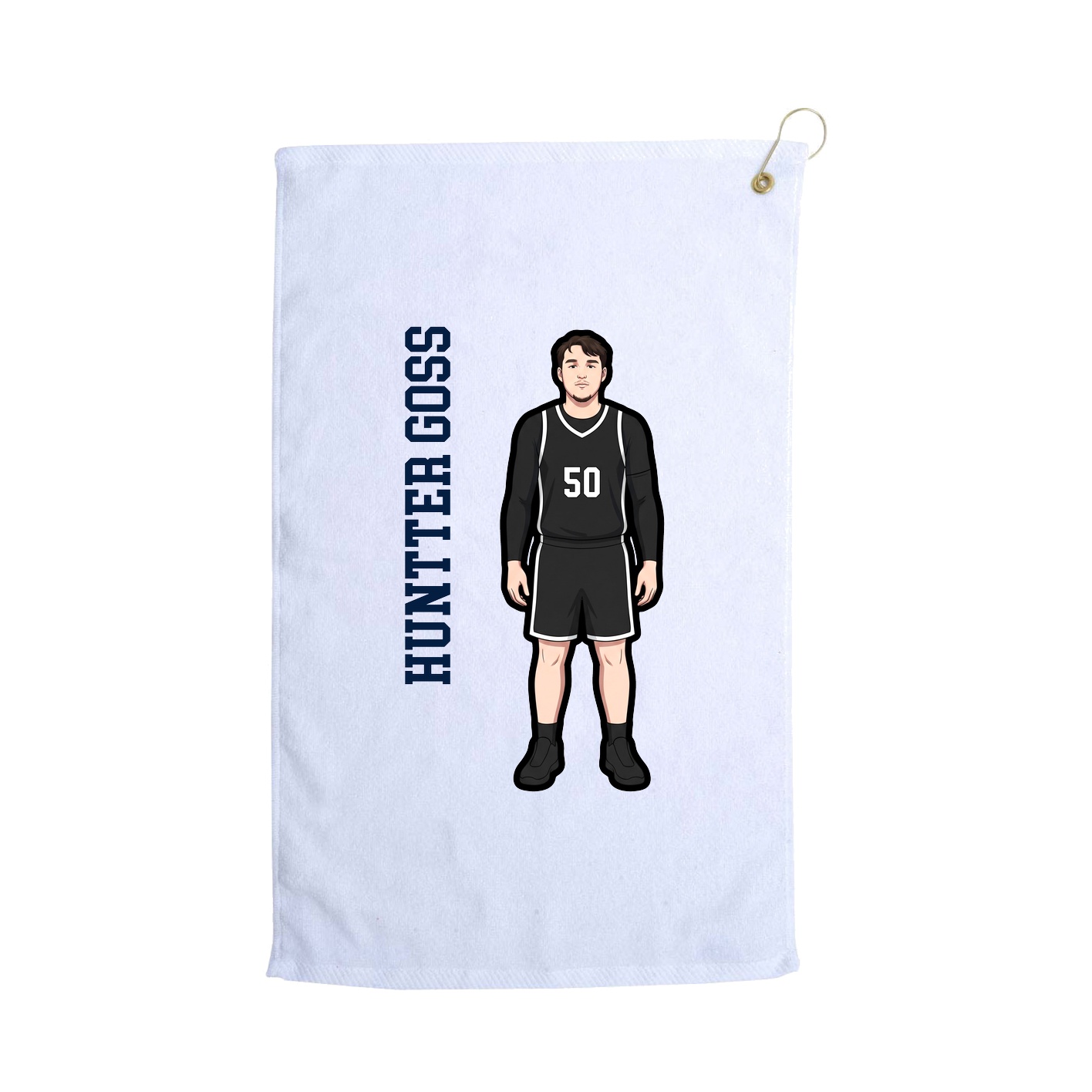 Golf Towel — Name Vertical in White