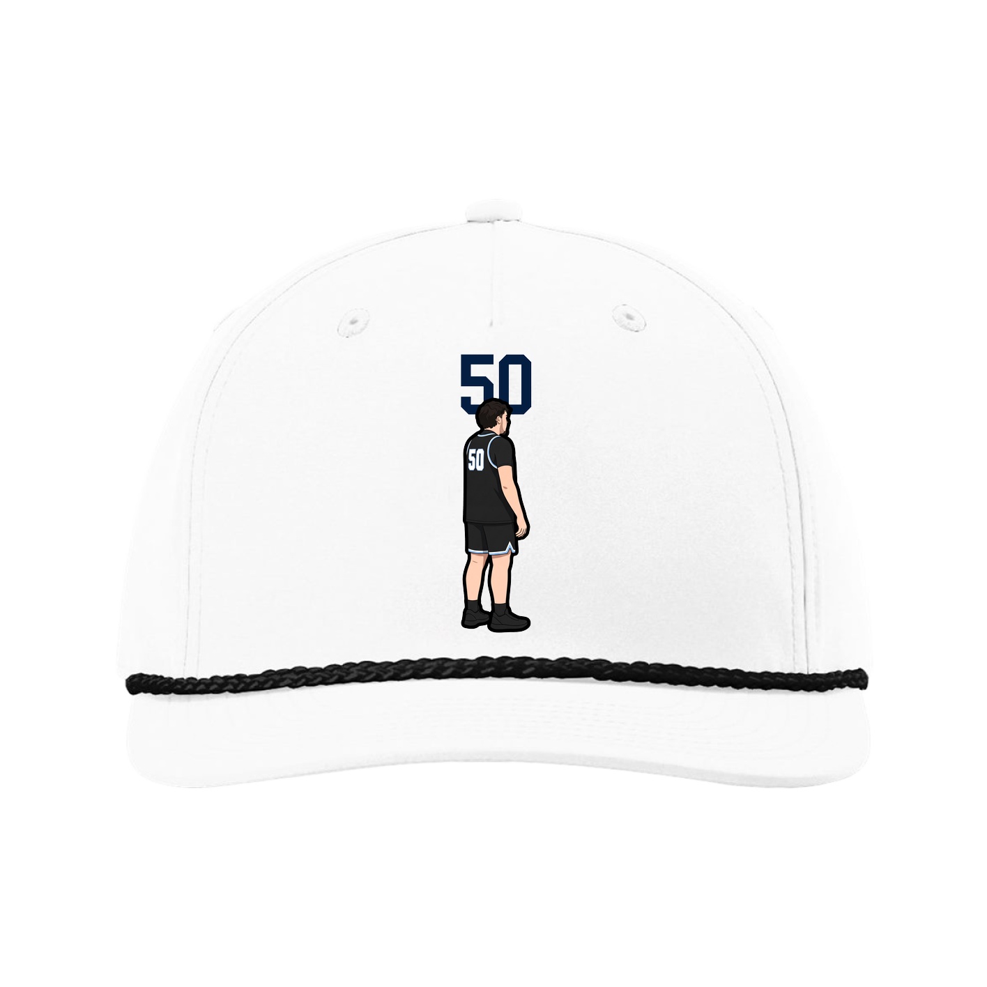 Five-Panel Classic Rope Cap — Number Top in White