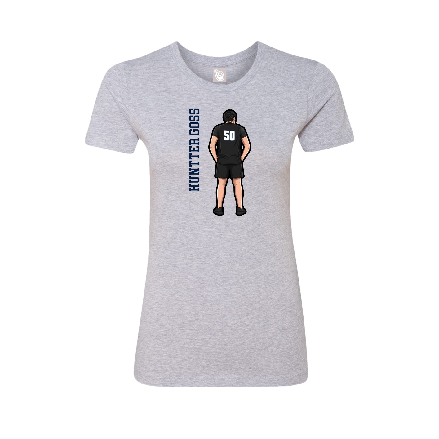 Fitted Women's Tee — Name Vertical in Grey