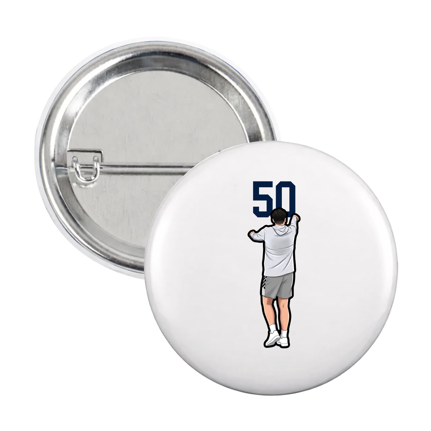 Game Day Button — Number Top in White