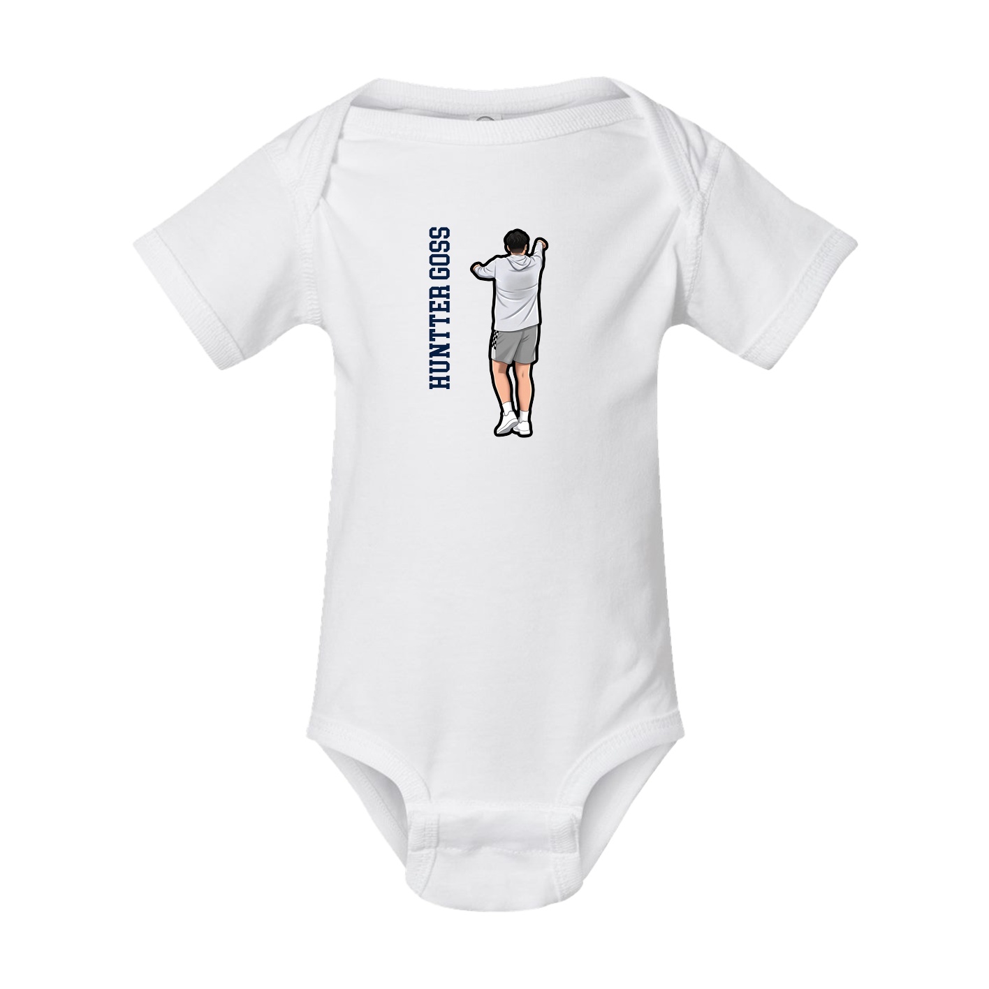 Baby Onesie — Name Vertical in White