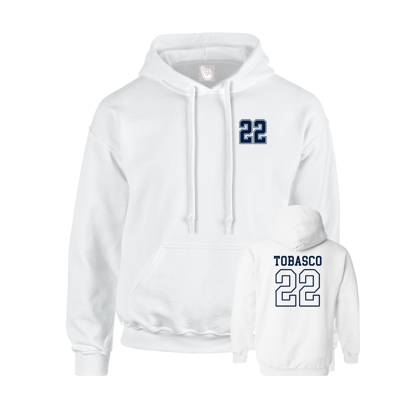 Youth Hoodie — Chest Back in White