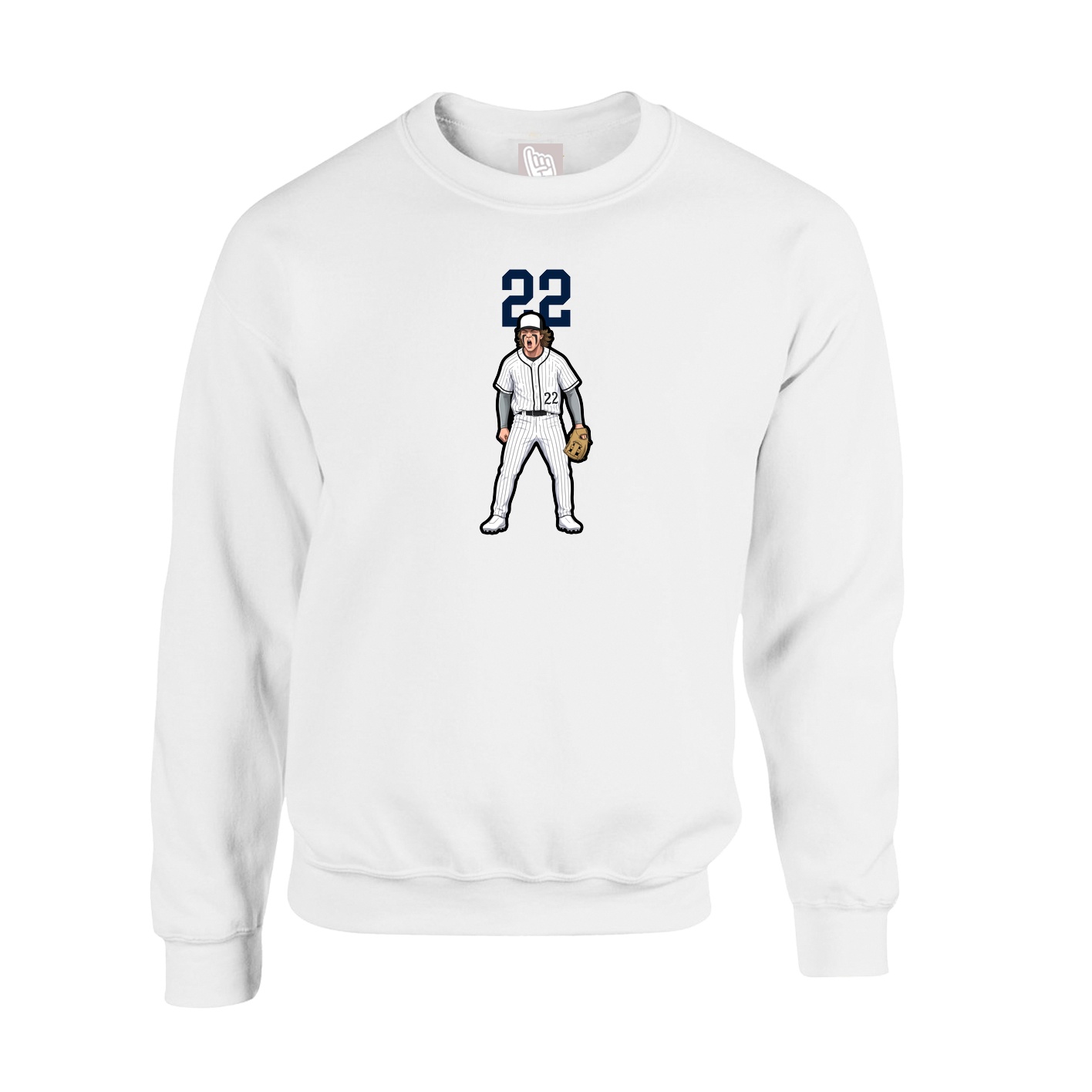 Fleece Crew — Number Top in White