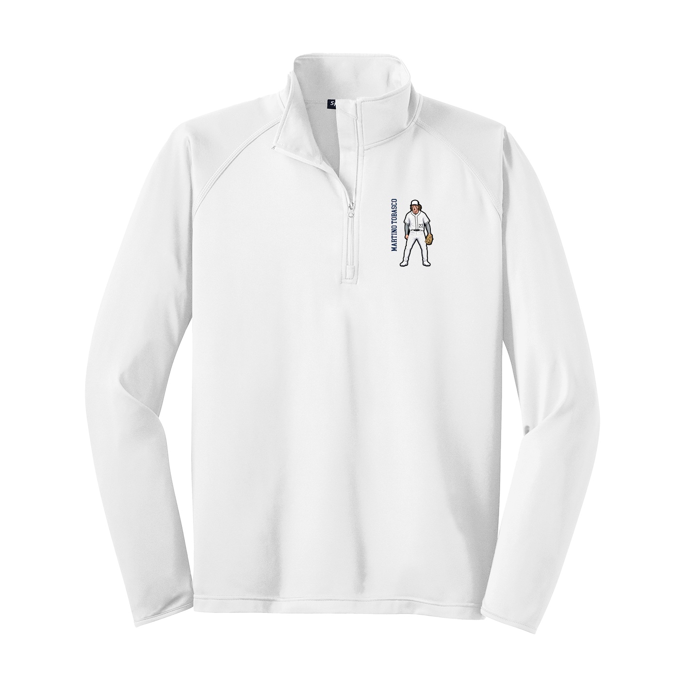 Q-Zip Pullover — Name Vertical in White