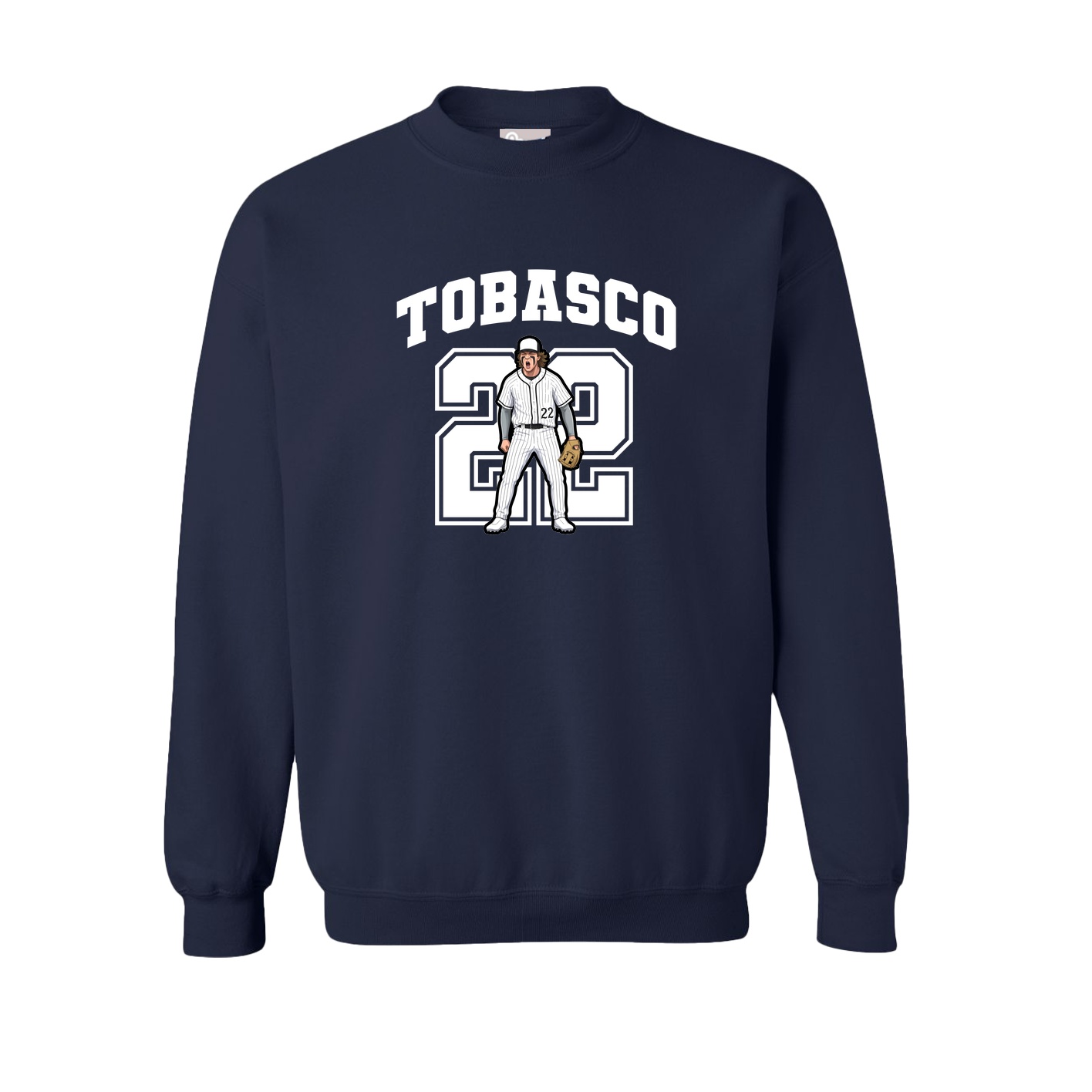 Fleece Crew — Number in Navy