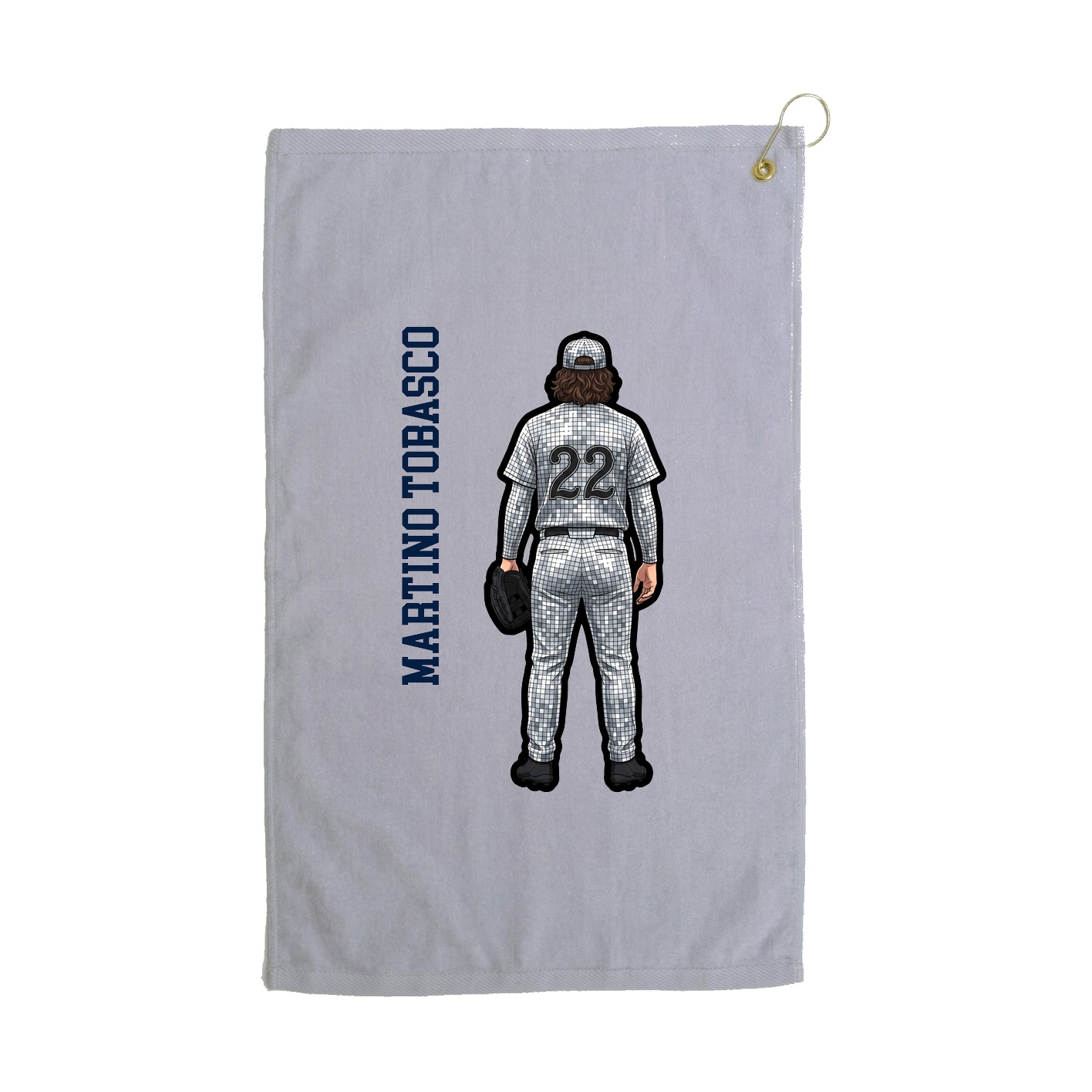 Golf Towel — Name Vertical in Grey