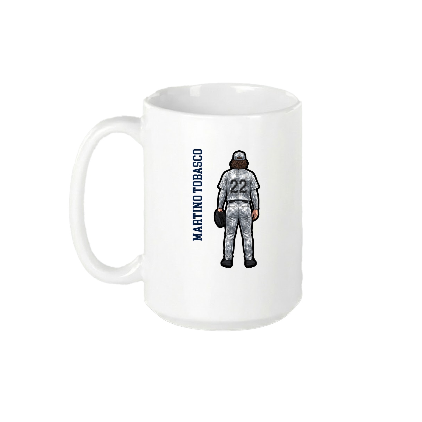 15oz Coffee Mug — Name Vertical in White