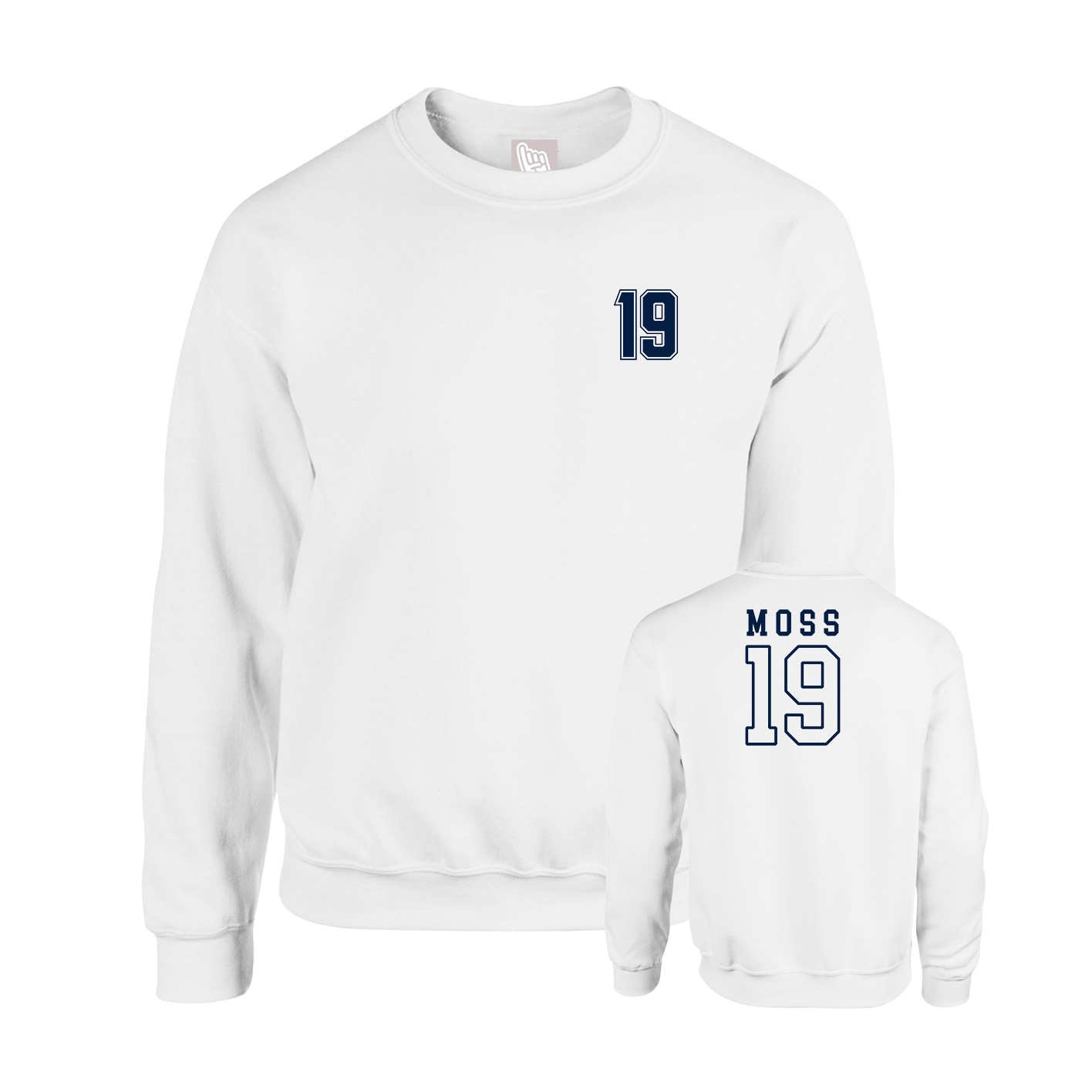 Fleece Crew — Chest Back in White