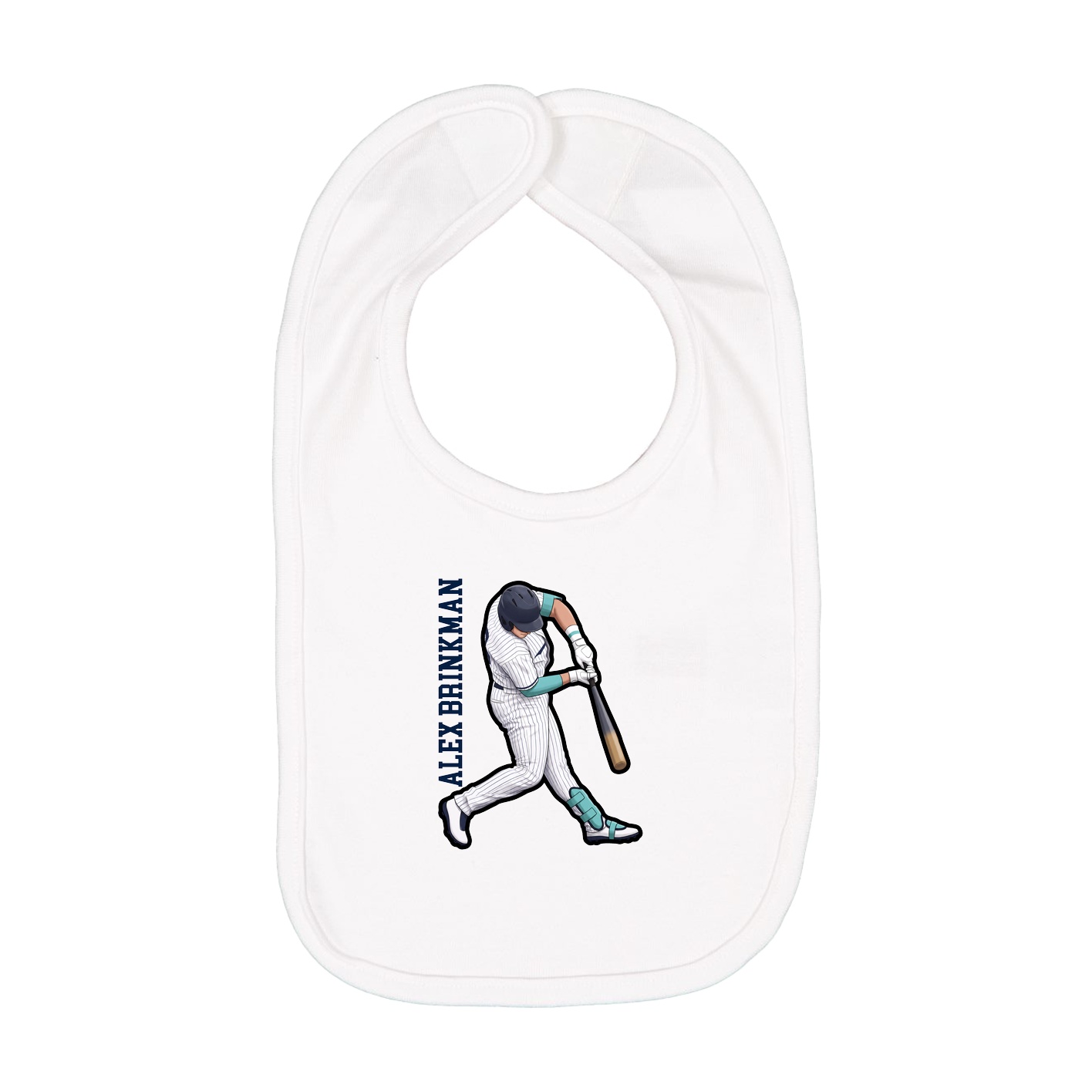 Infant Bib — Name Vertical in White