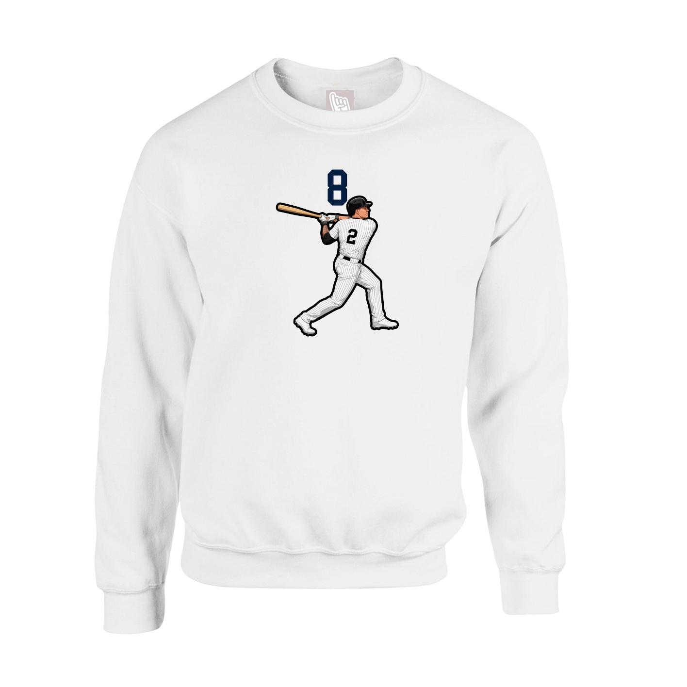 Fleece Crew — Number Top in White