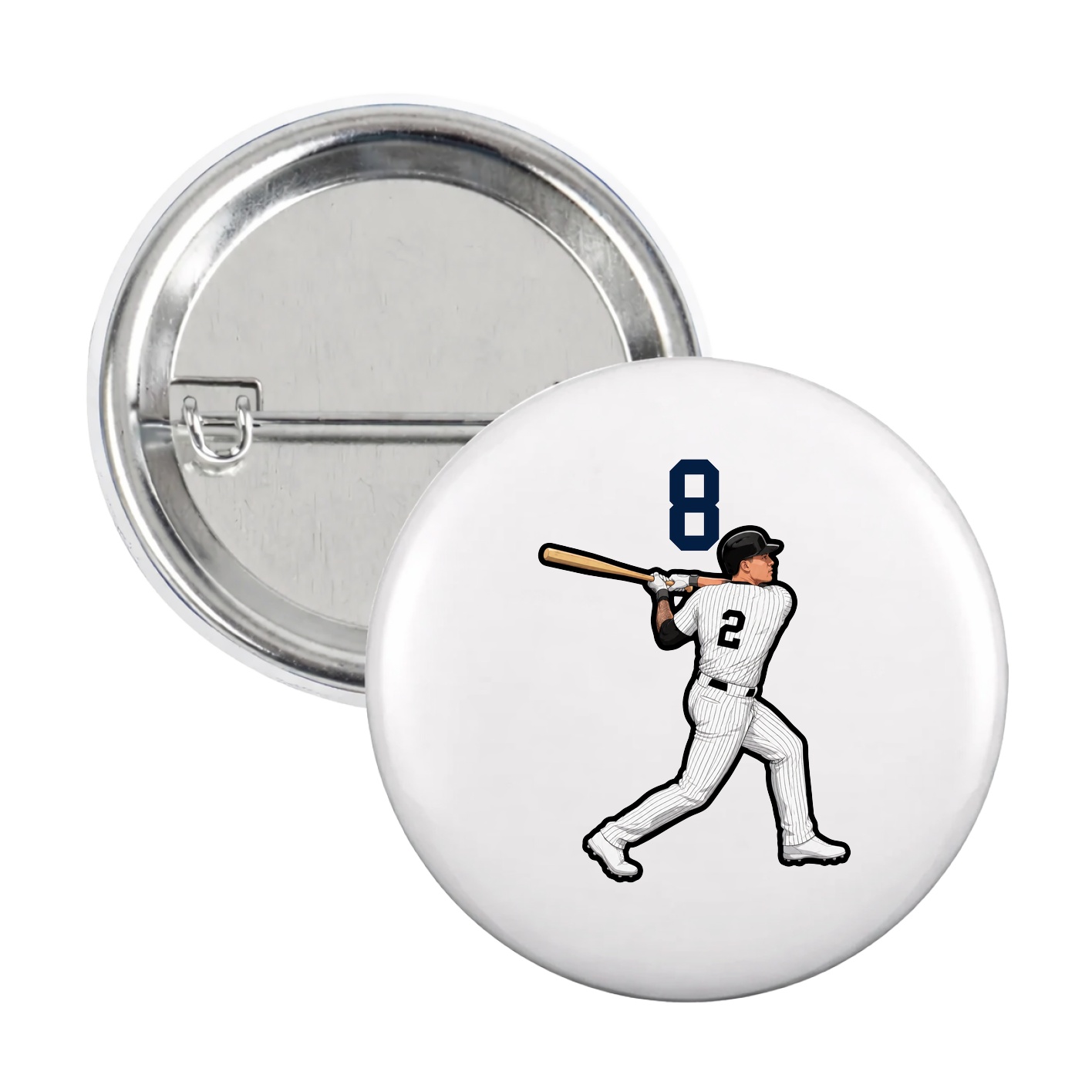 Game Day Button — Number Top in White