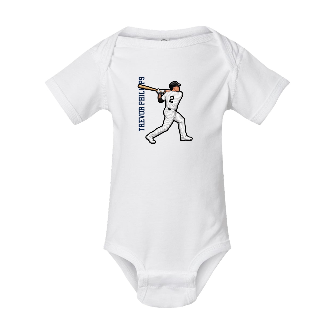 Baby Onesie — Name Vertical in White