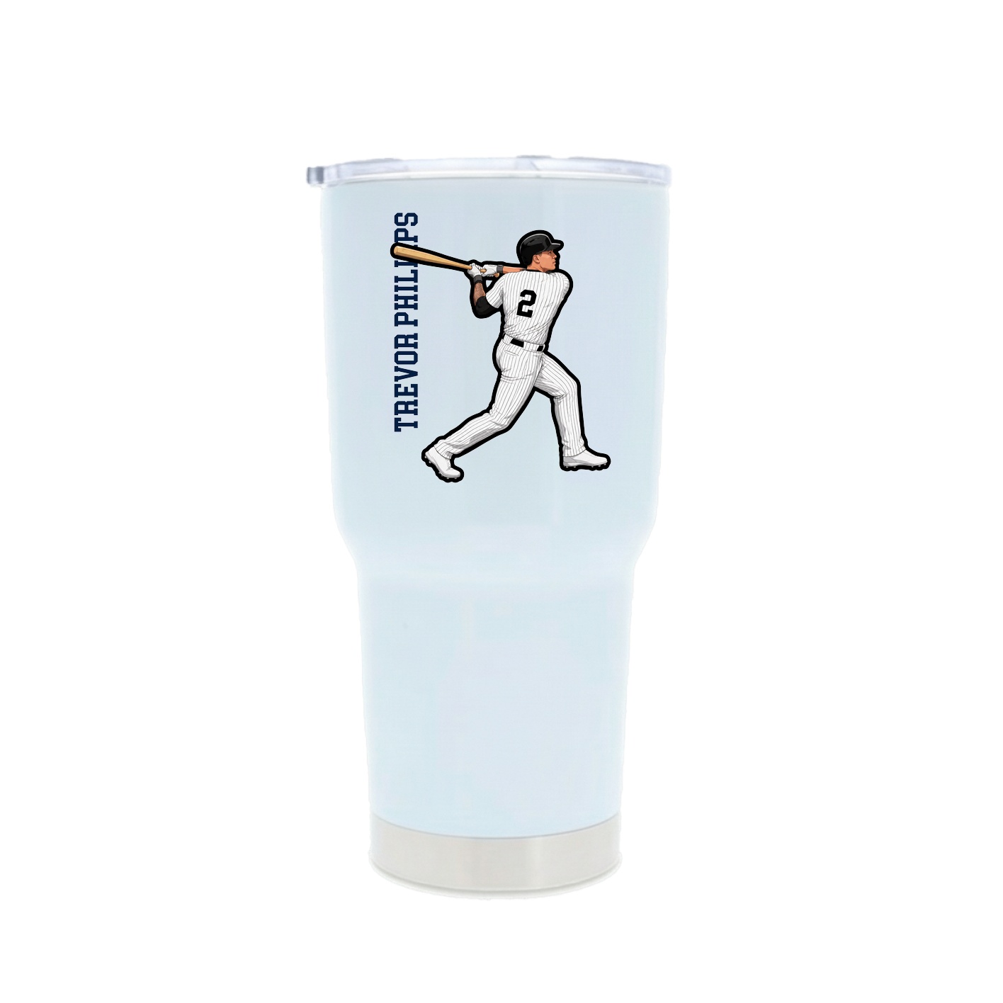 30oz Stainless Steel Tumbler — Name Vertical in White
