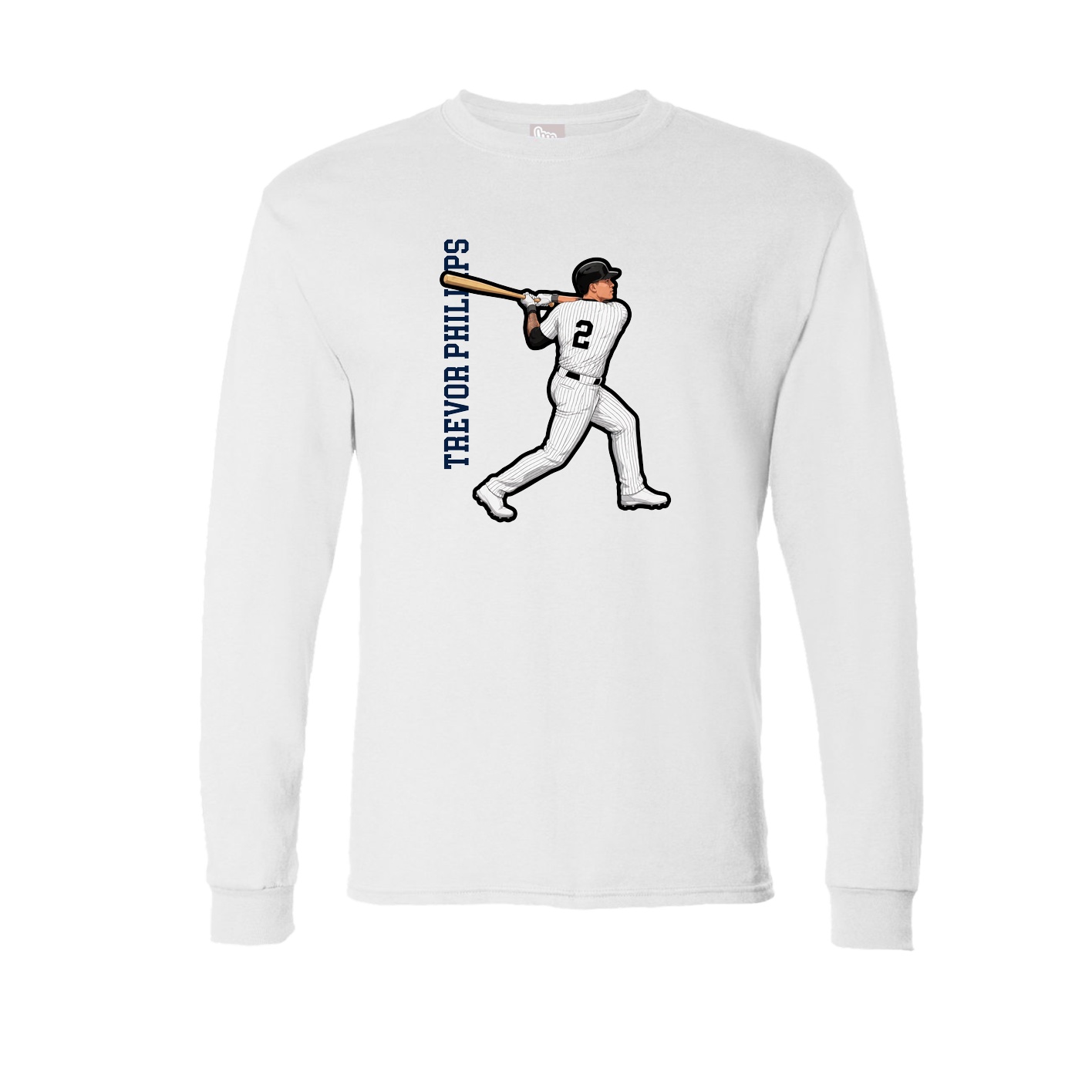 Long Sleeve Tee — Name Vertical in White