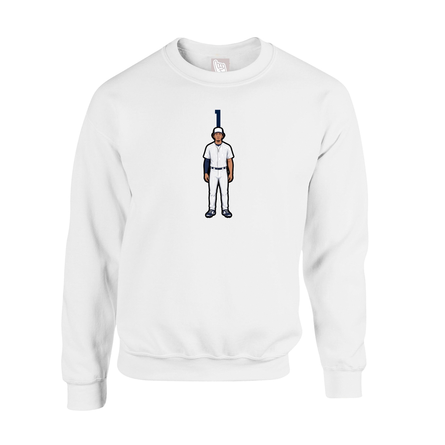 Fleece Crew — Number Top in White