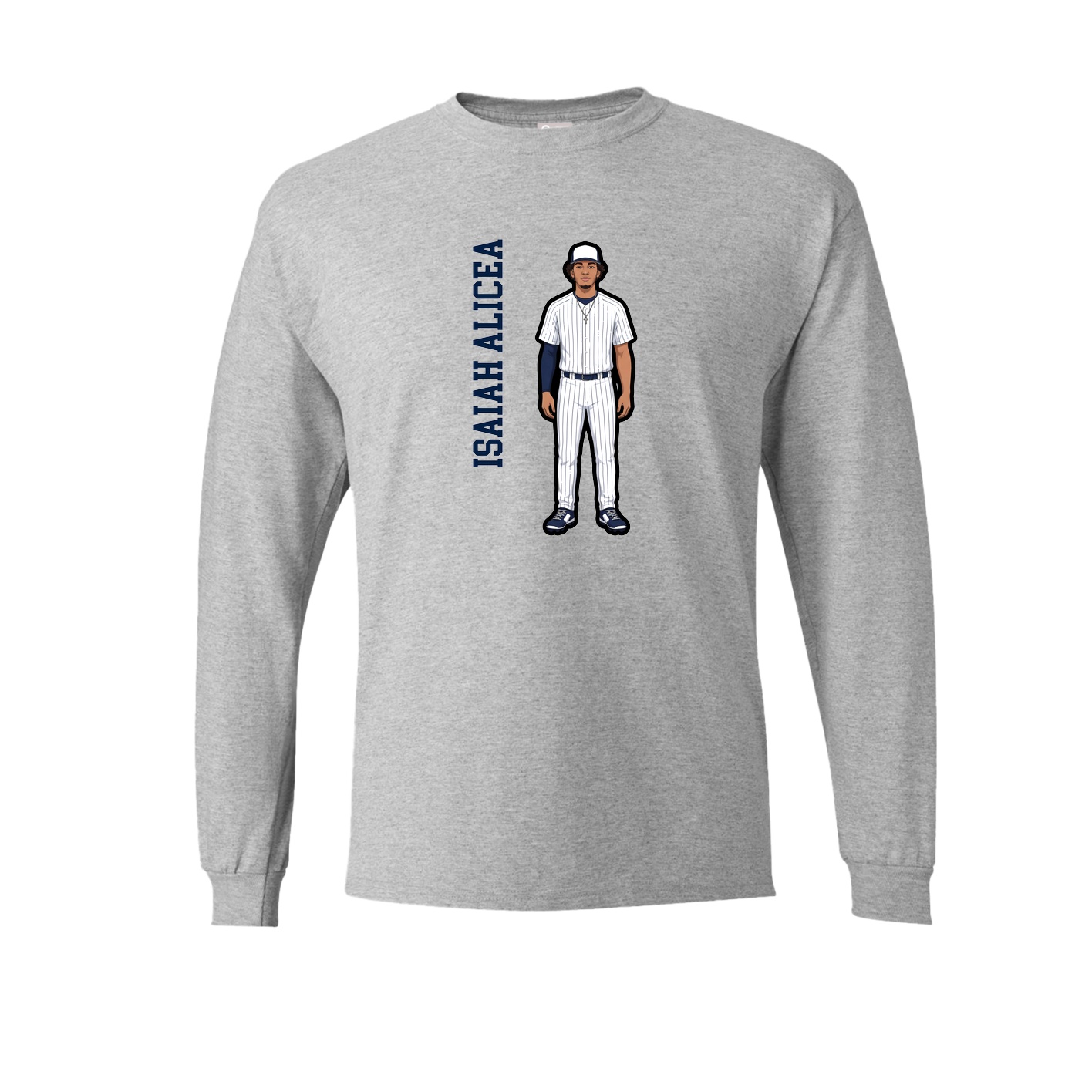 Long Sleeve Tee — Name Vertical in Grey