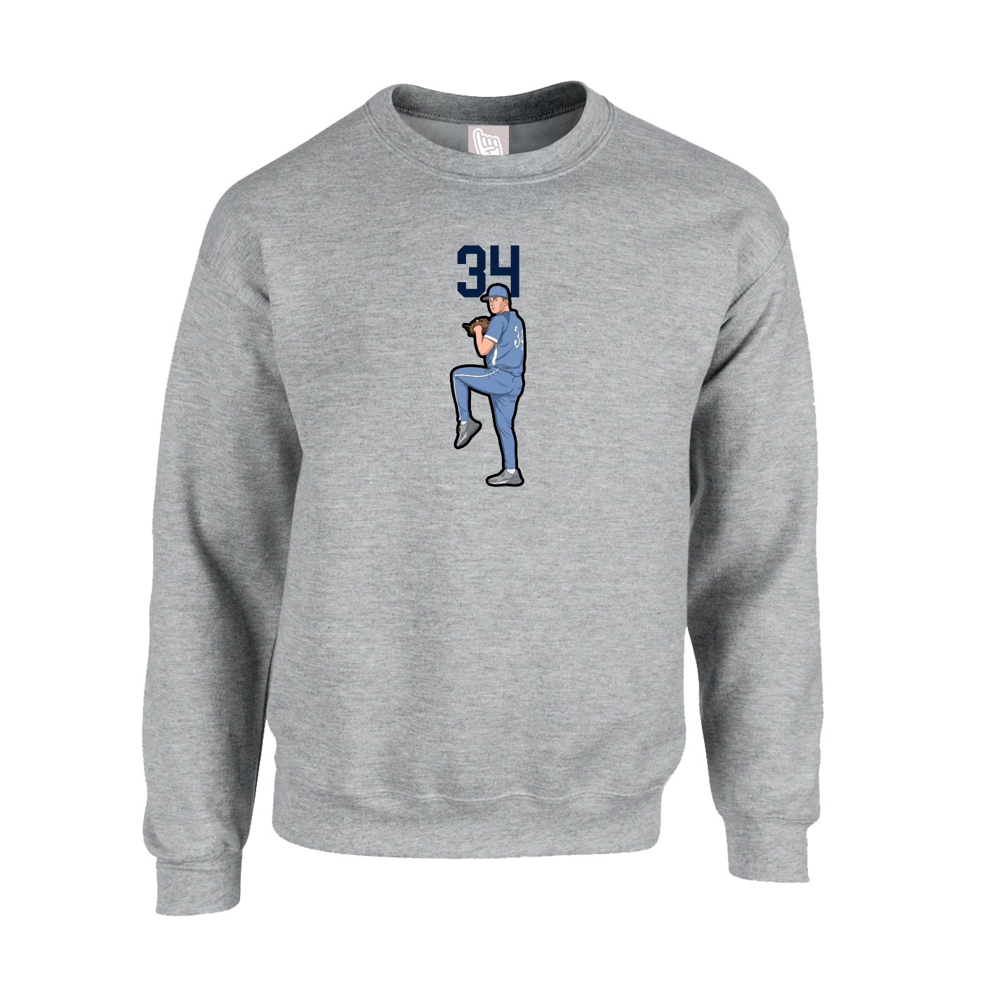 Fleece Crew — Number Top in Grey