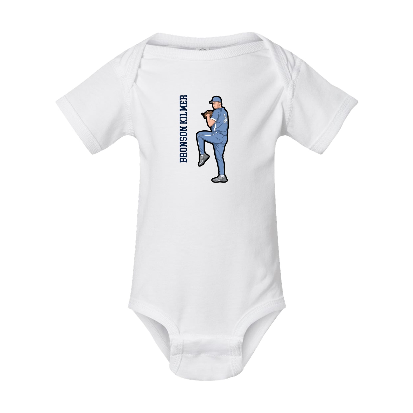 Baby Onesie — Name Vertical in White