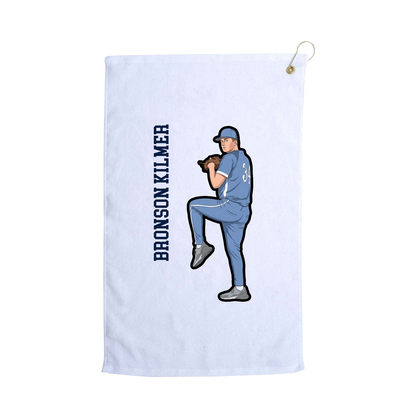 Golf Towel — Name Vertical in White