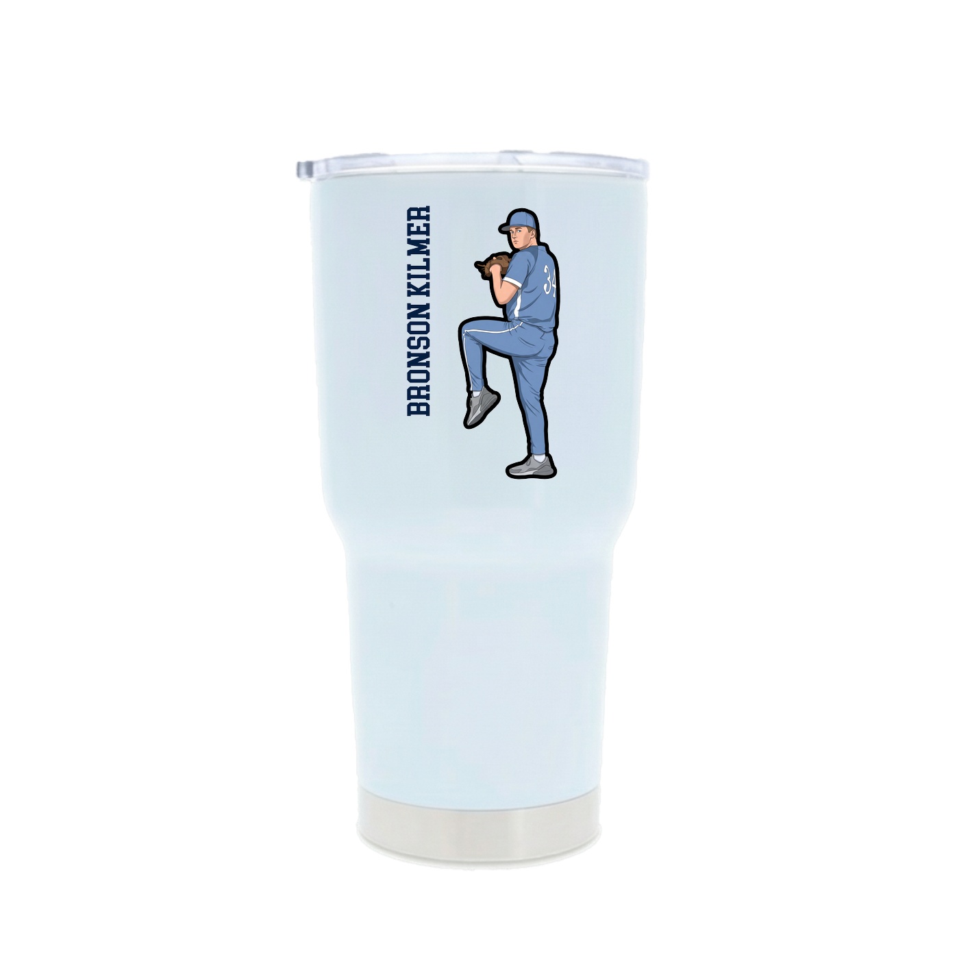 30oz Stainless Steel Tumbler — Name Vertical in White