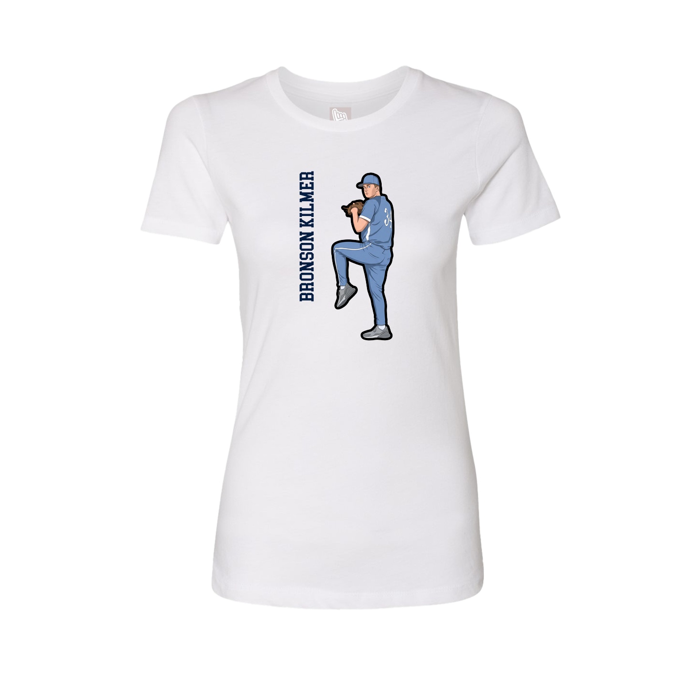 Fitted Women's Tee — Name Vertical in White