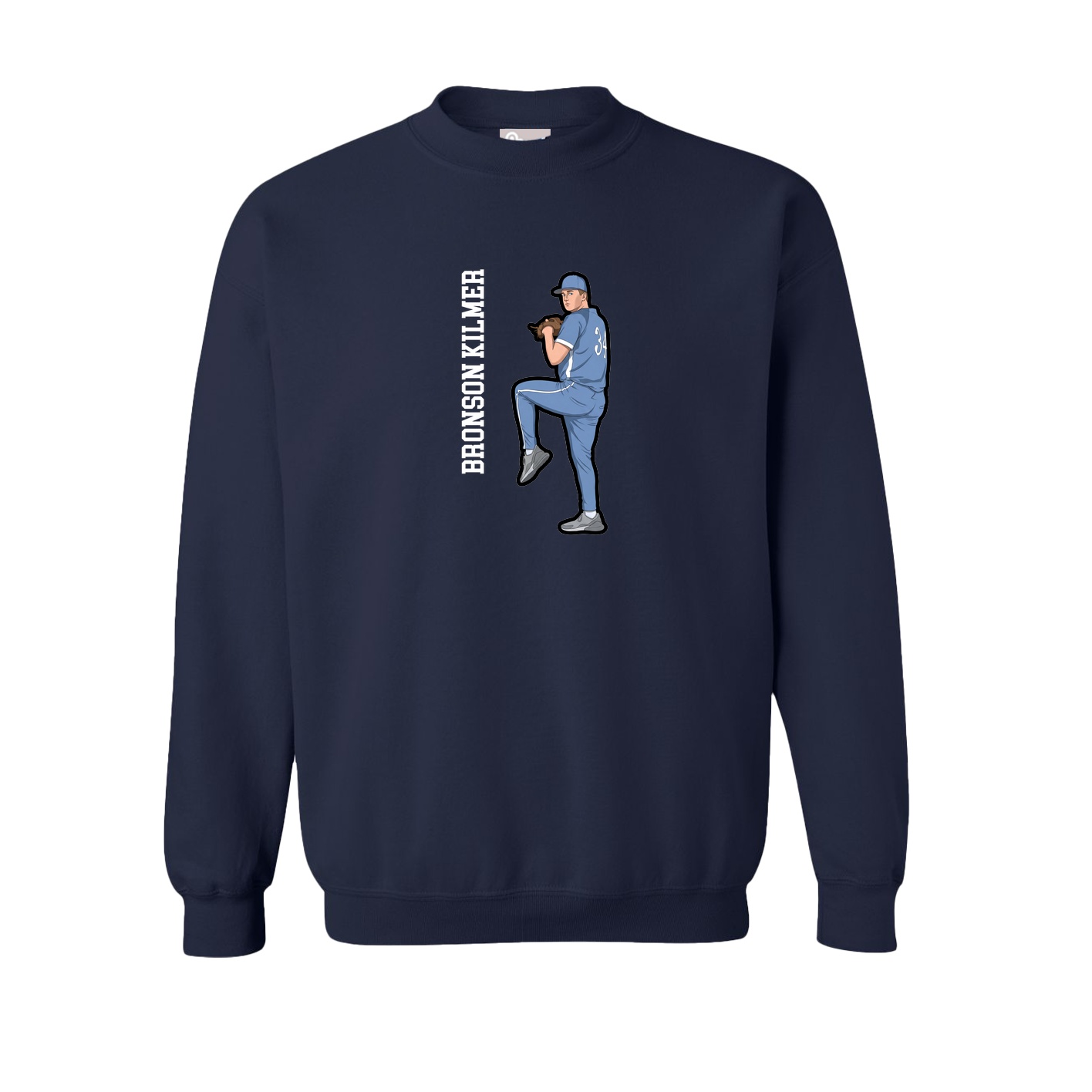 Fleece Crew — Name Vertical in Navy