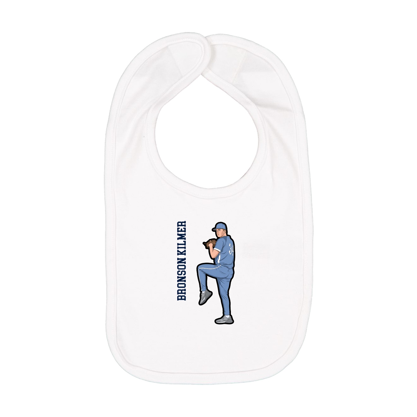 Infant Bib — Name Vertical in White