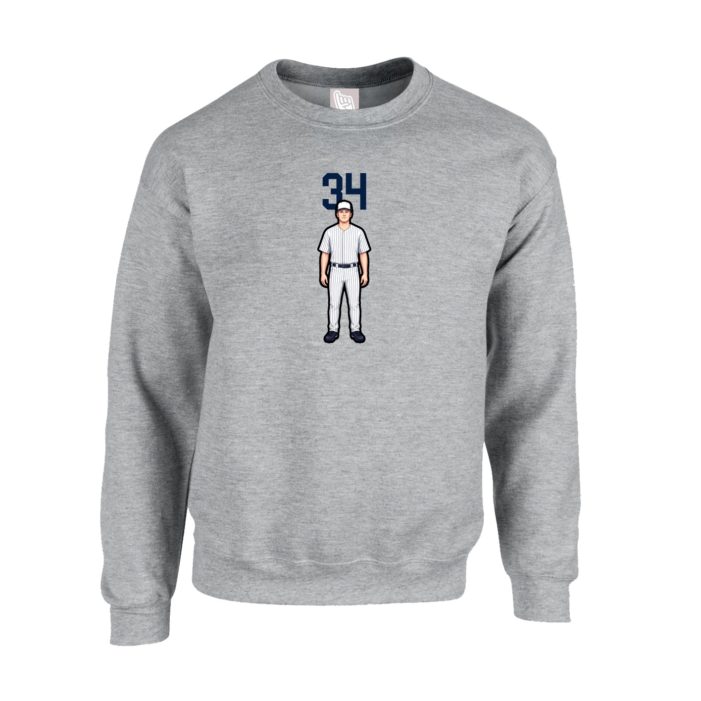 Fleece Crew — Number Top in Grey