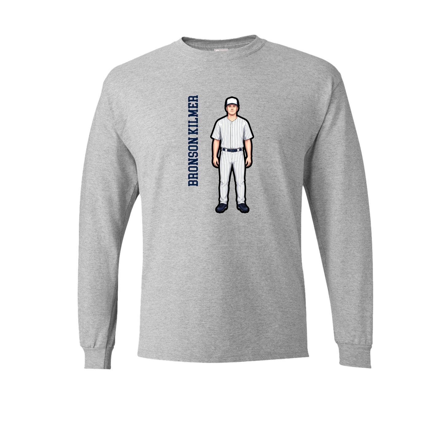 Long Sleeve Tee — Name Vertical in Grey