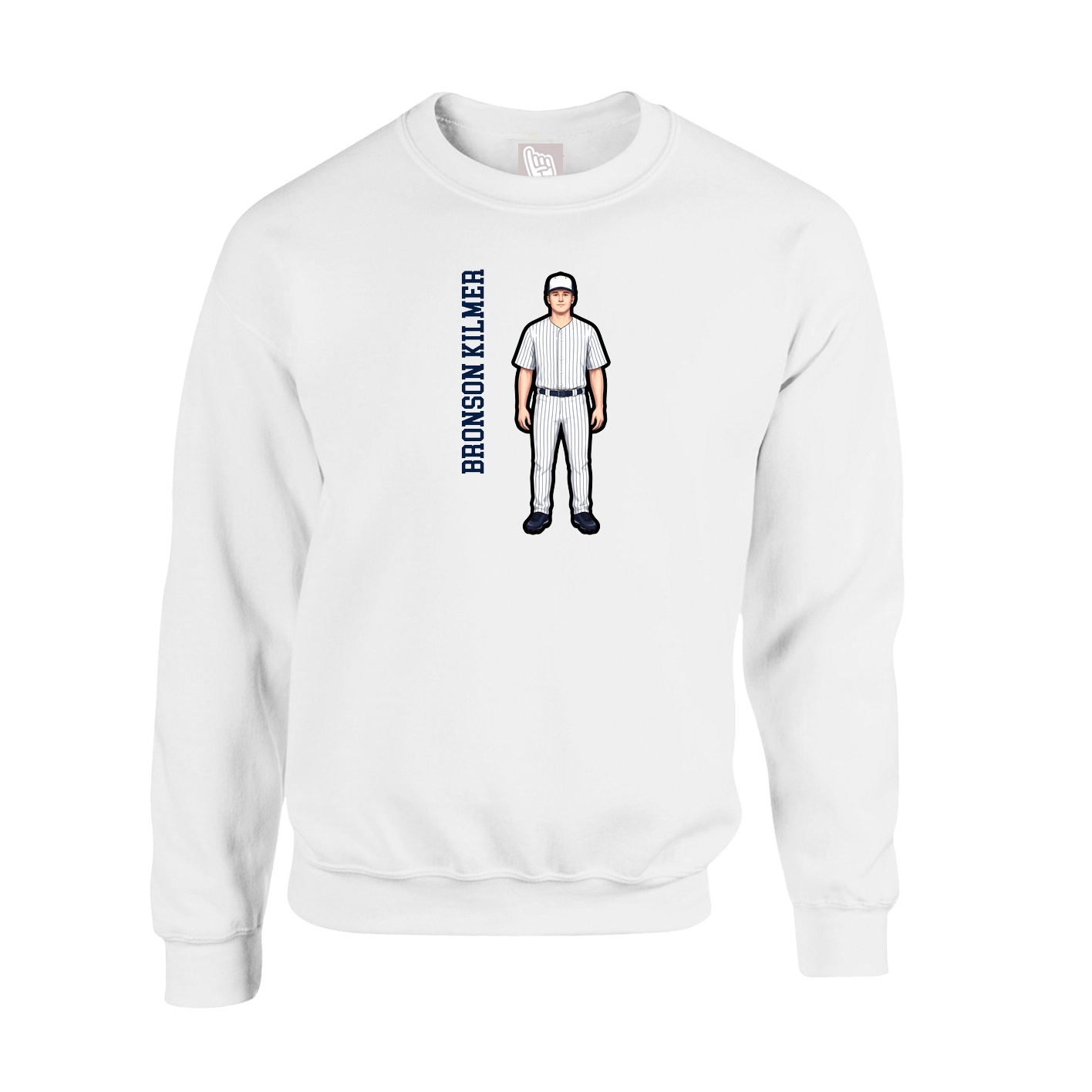 Fleece Crew — Name Vertical in White
