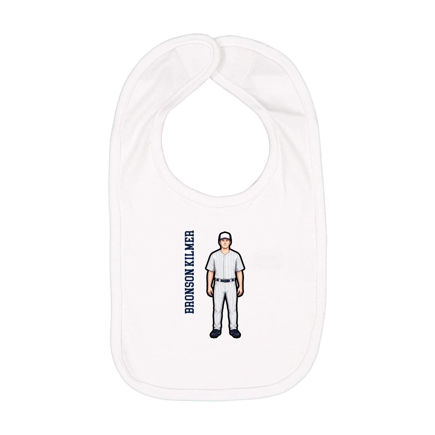 Infant Bib — Name Vertical in White