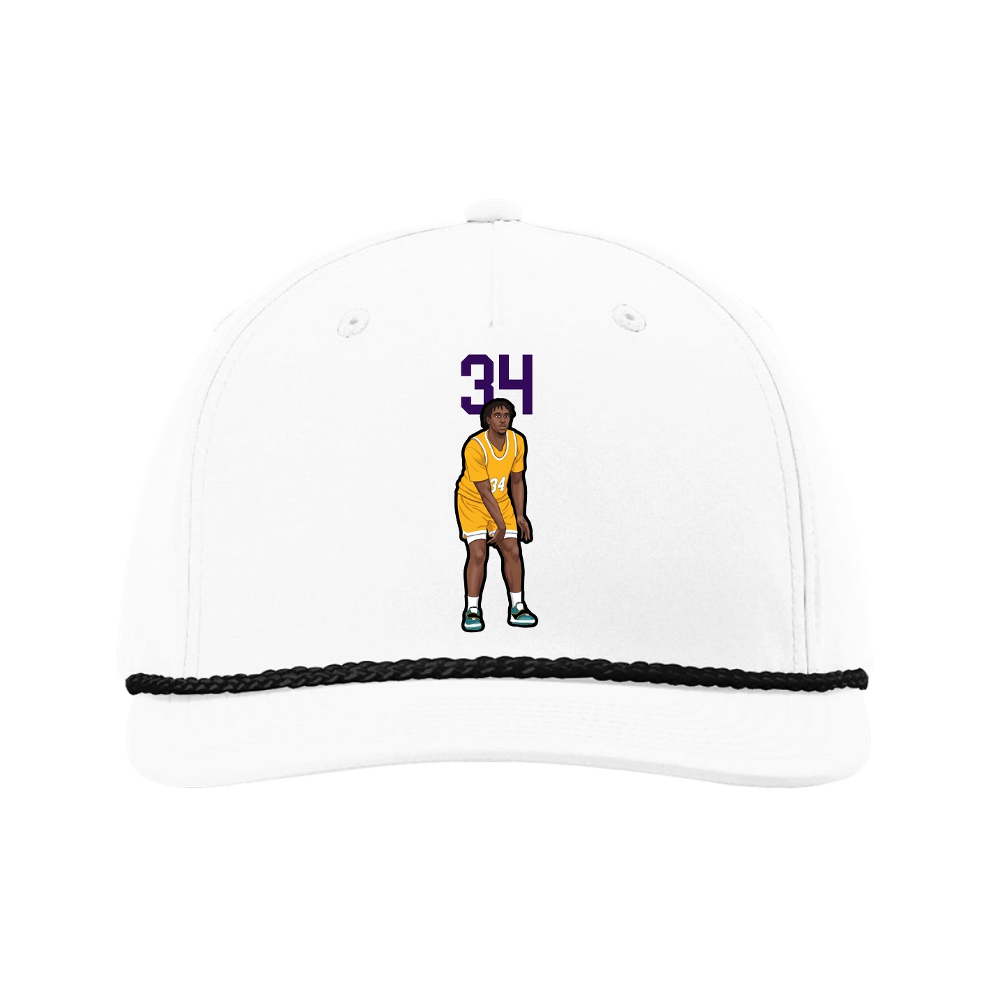 Five-Panel Classic Rope Cap — Number Top in White