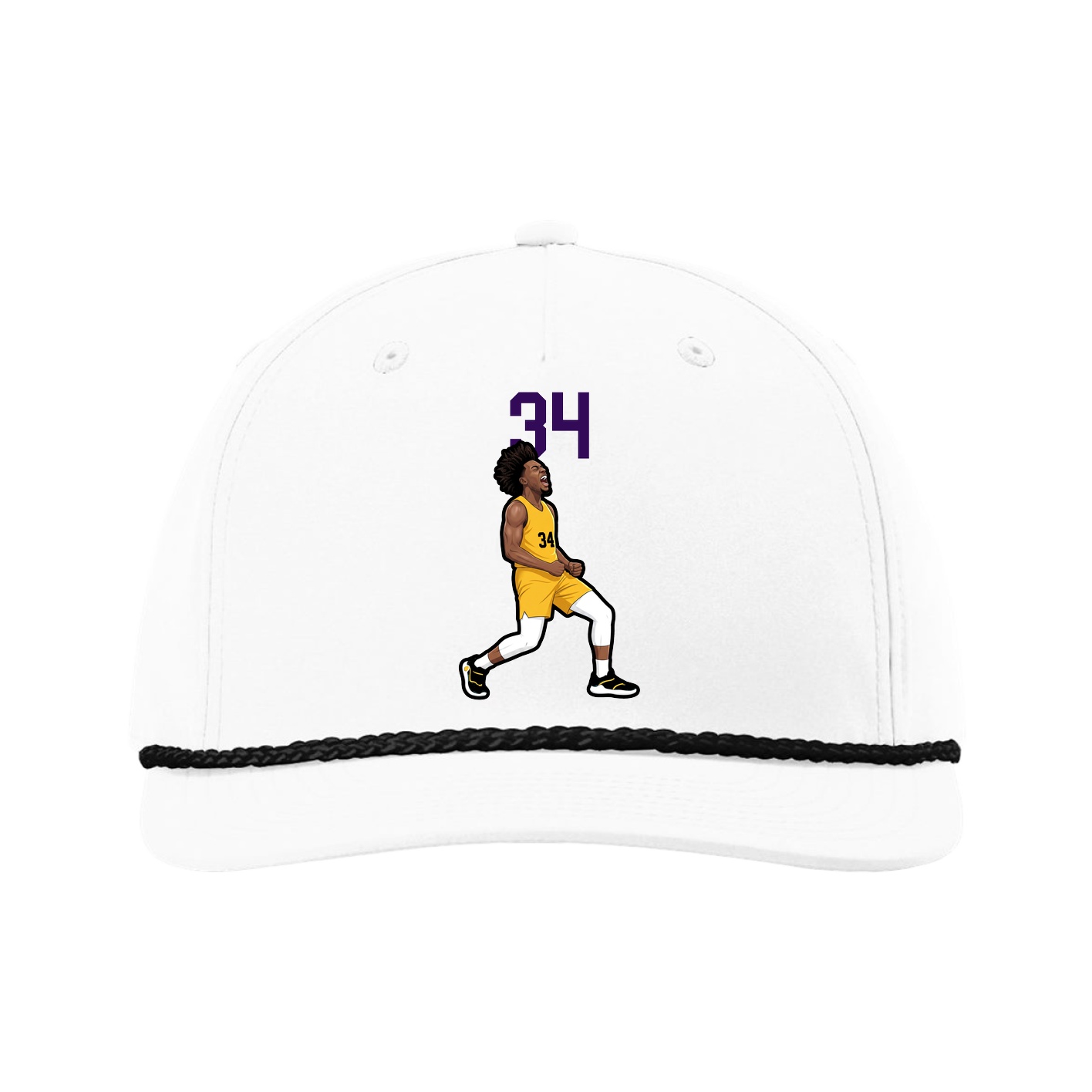 Five-Panel Classic Rope Cap — Number Top in White