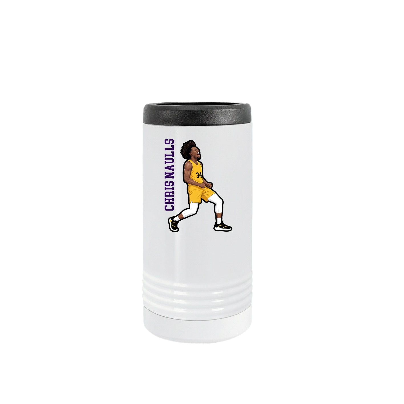 Slim Beverage Holder — Name Vertical in White