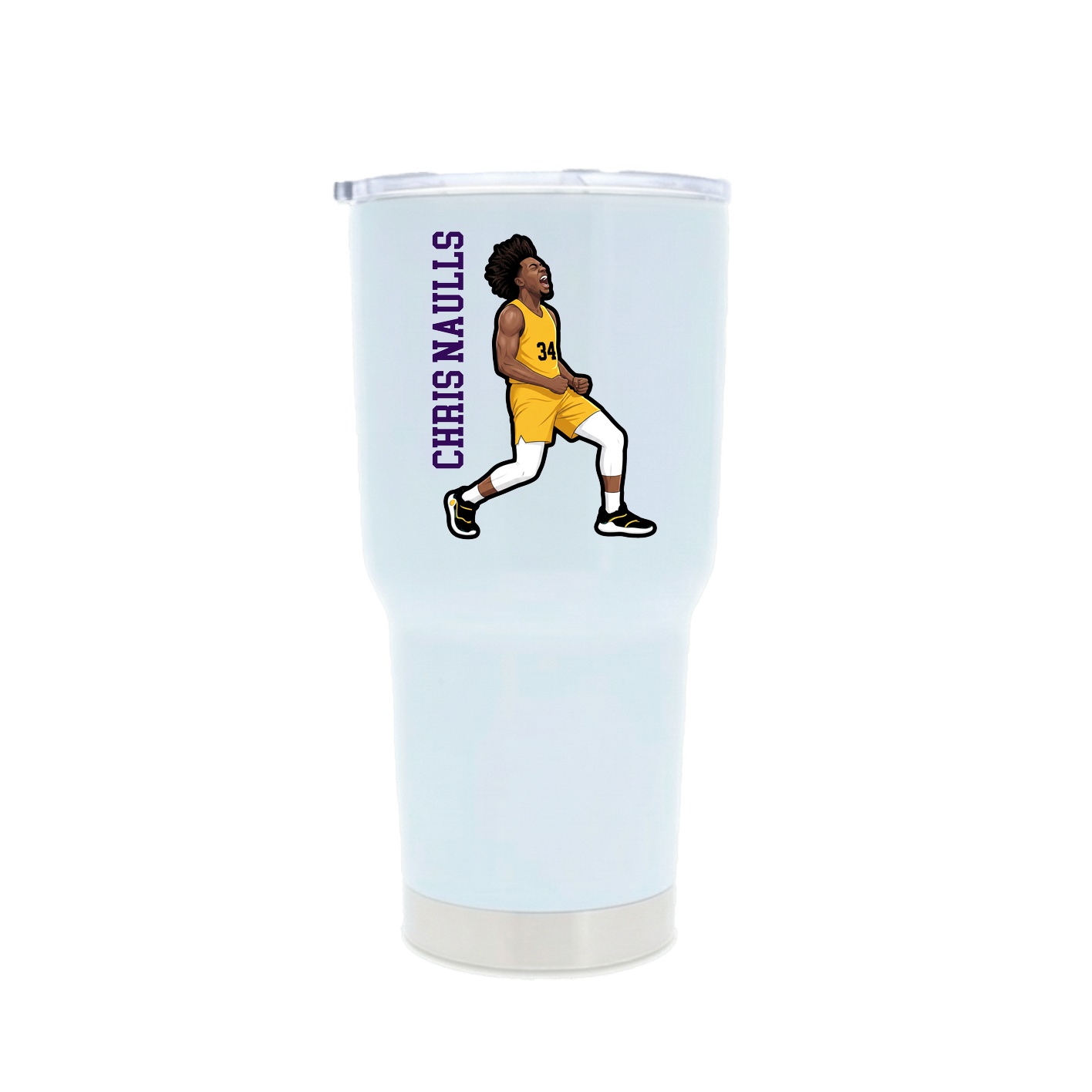 30oz Stainless Steel Tumbler — Name Vertical in White