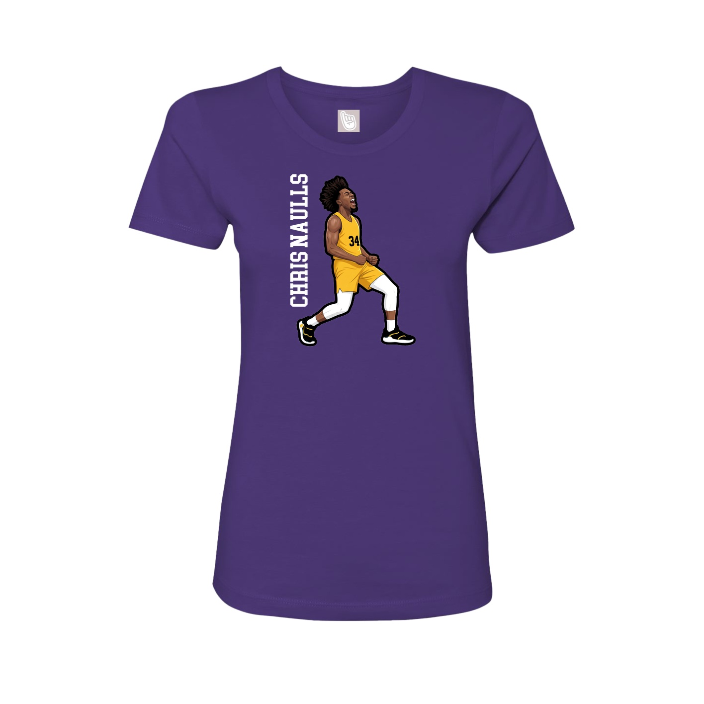 Fitted Women's Tee — Name Vertical in Purple
