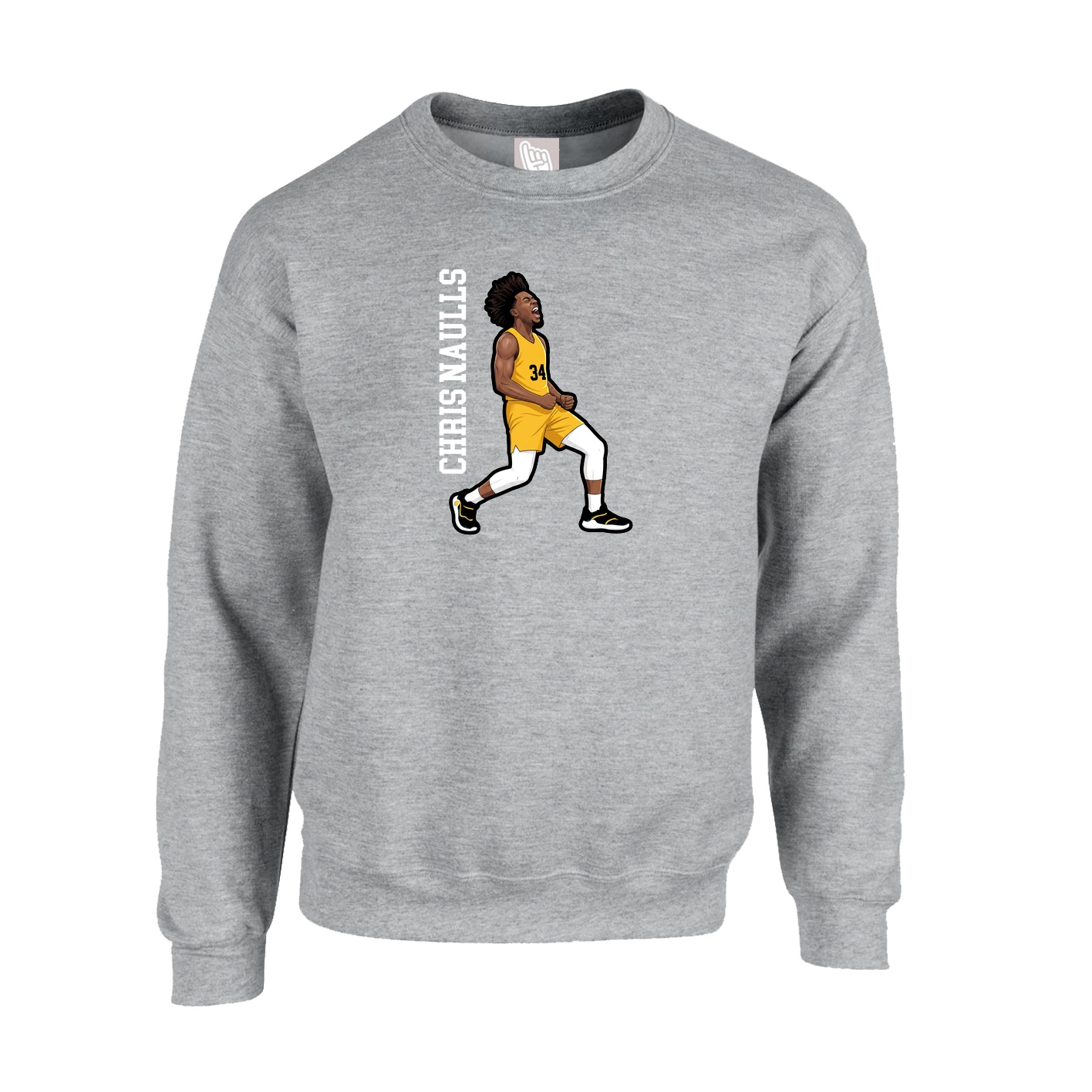 Fleece Crew — Name Vertical in Grey