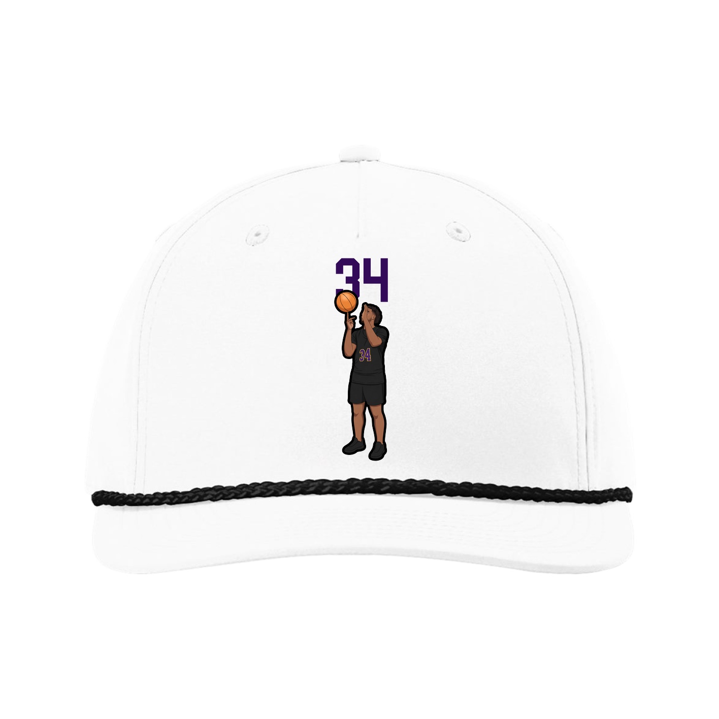 Five-Panel Classic Rope Cap — Number Top in White