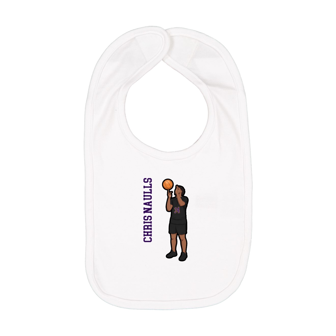 Infant Bib — Name Vertical in White