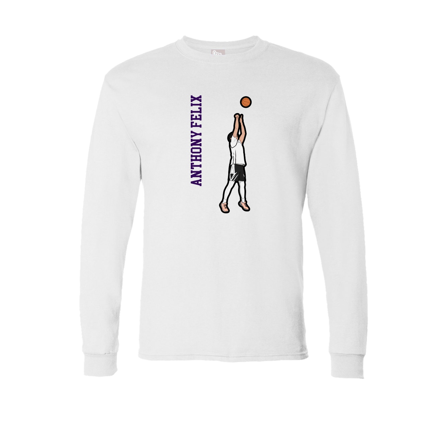 Long Sleeve Tee — Name Vertical in White