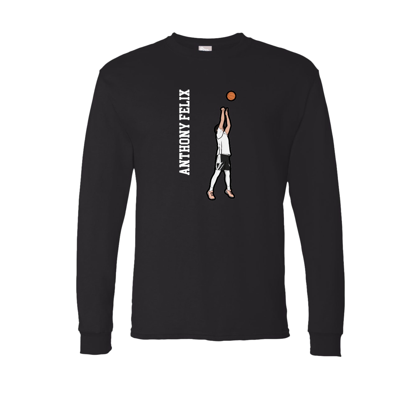 Long Sleeve Tee — Name Vertical in Black
