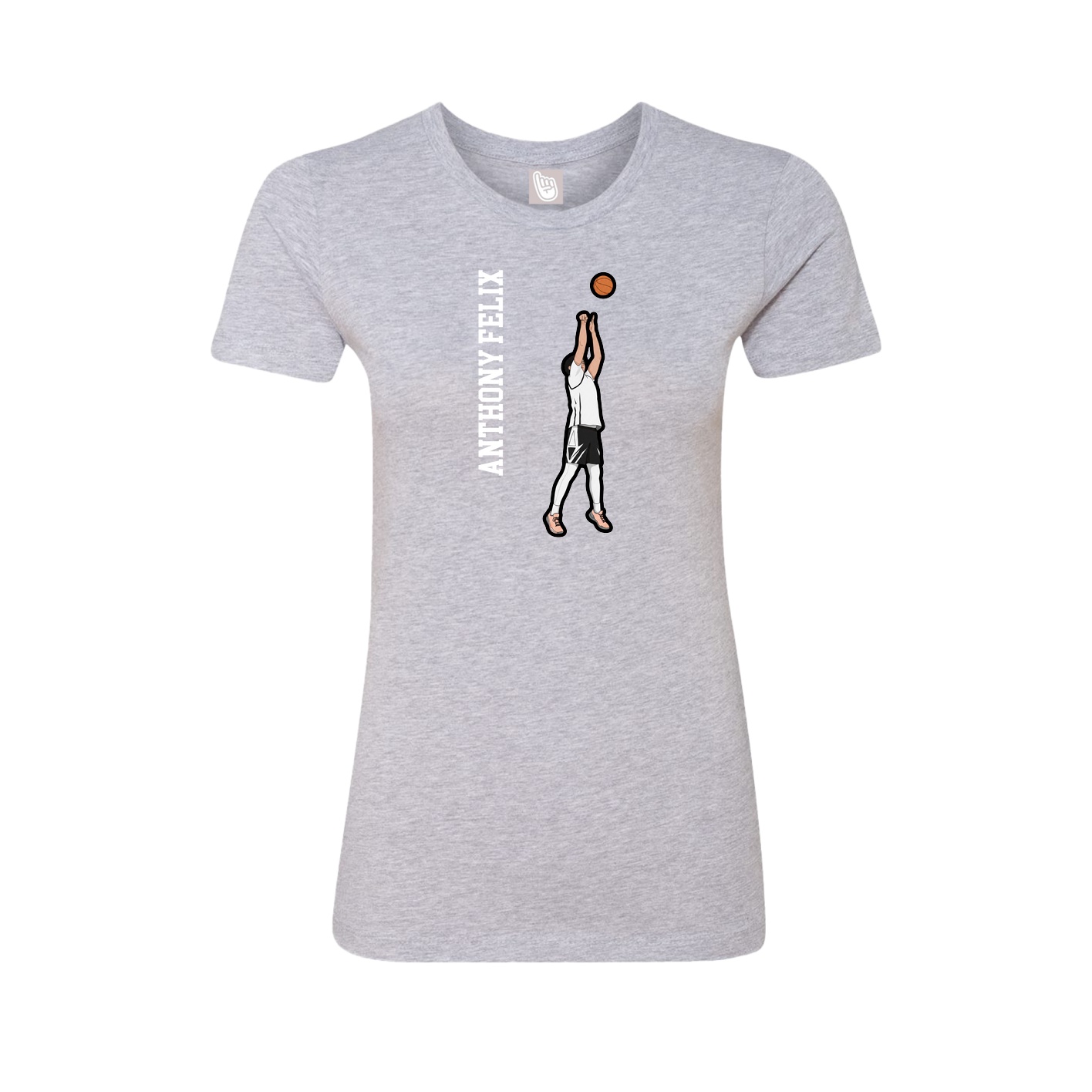 Fitted Women's Tee — Name Vertical in Grey