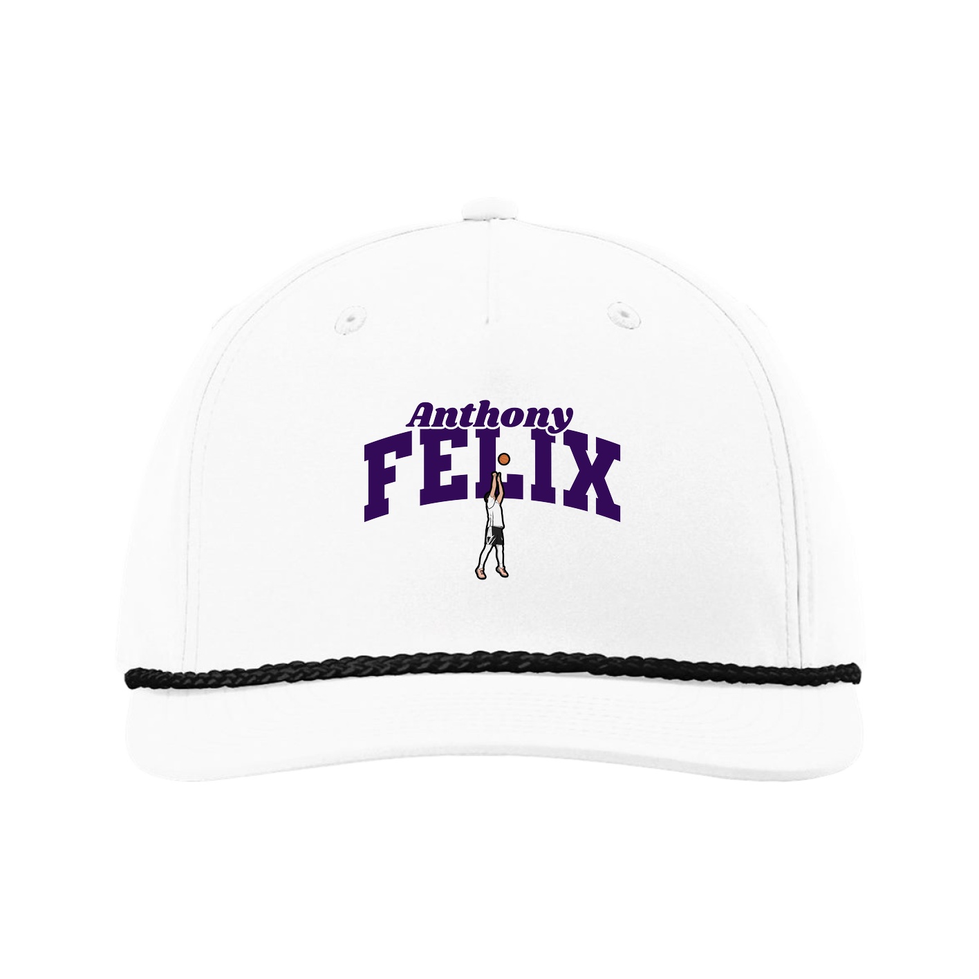 Five-Panel Classic Rope Cap — Signature Arch in White